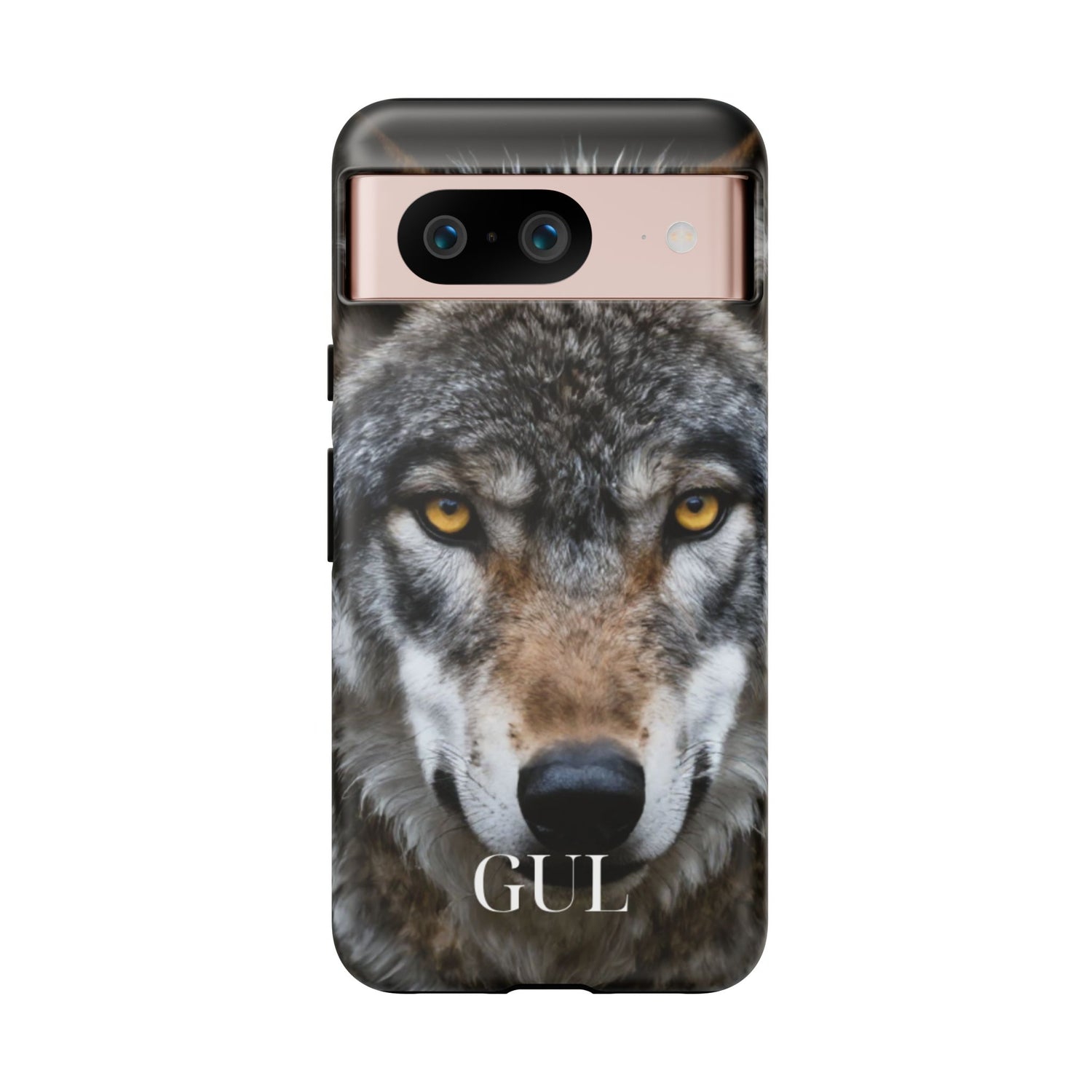 Wolf Eyes Phone Case — Fierce Wildlife iPhone Protective Case with ‘GUL’ Text
