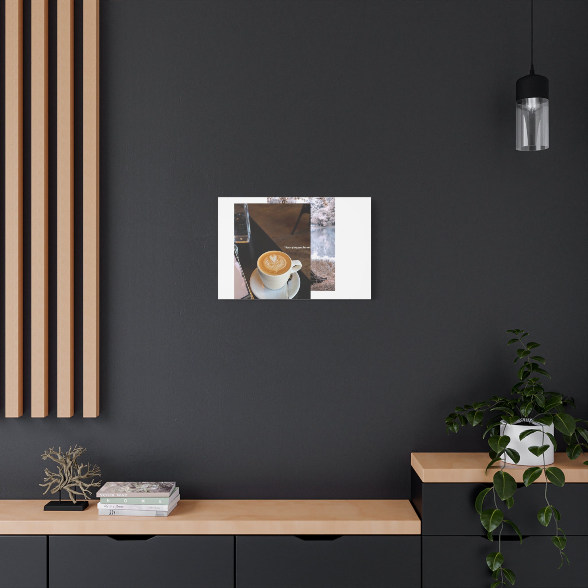 Latte &amp; Landscape Matte Canvas Wall Art — Coffee Shop Photo Collage