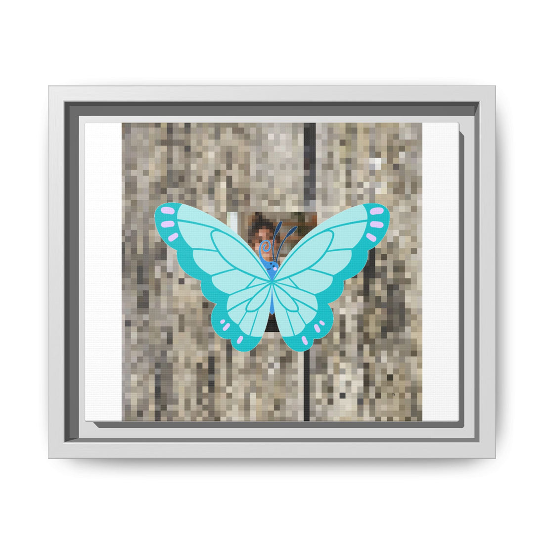 Blue Butterfly Framed Canvas Art — Matte Nature Wall Print
