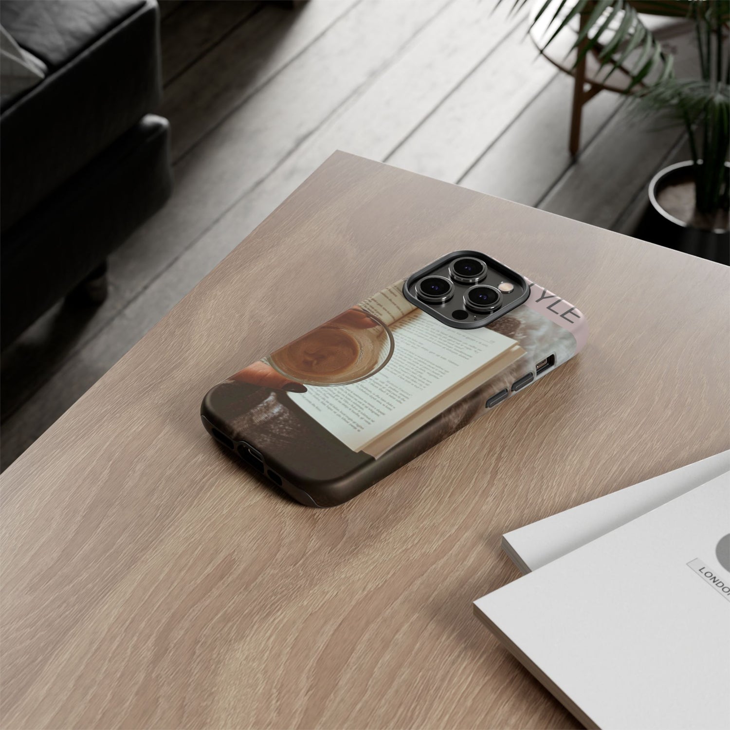 Cozy Reading Phone Case — Coffee &amp; Book Protective Cover