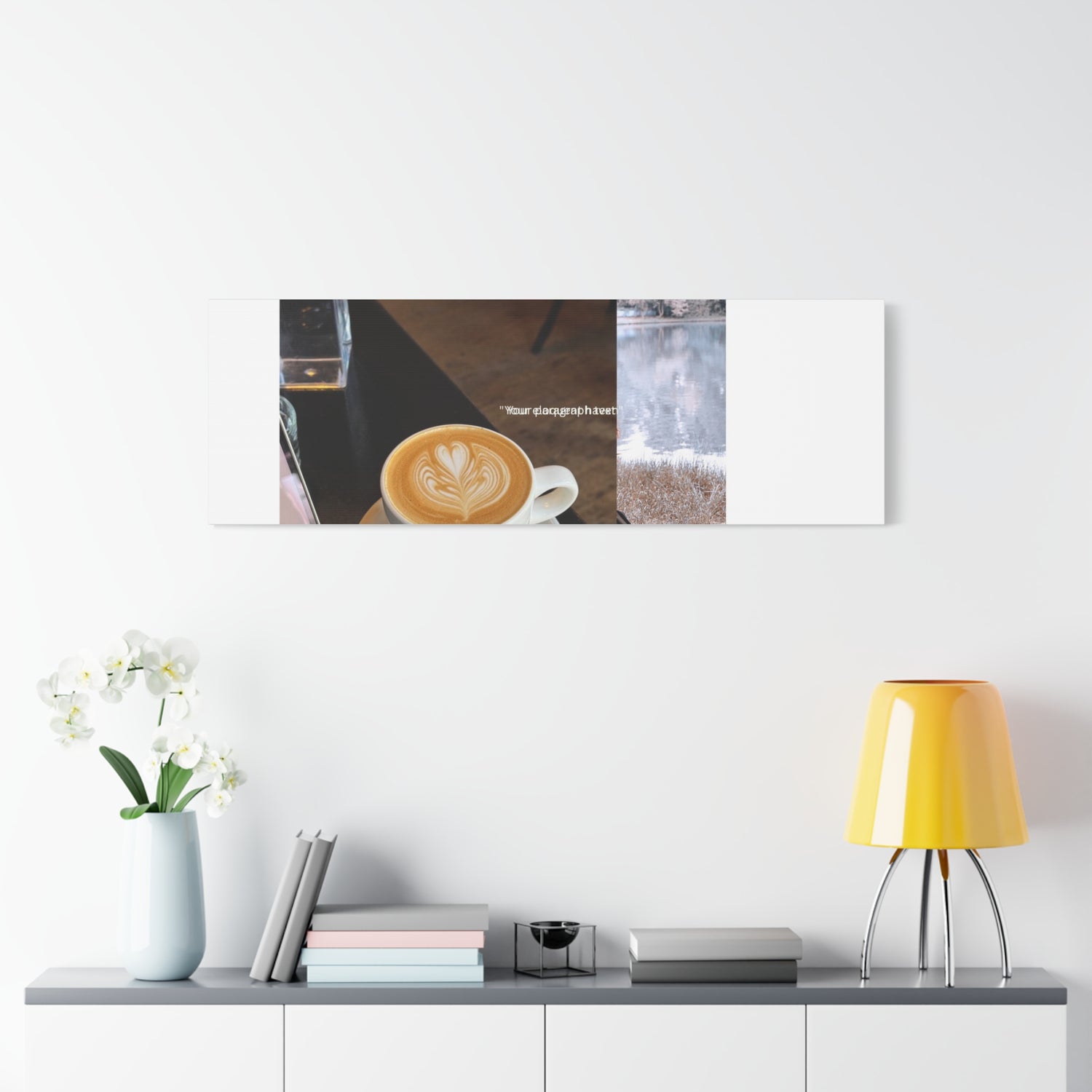 Latte &amp; Landscape Matte Canvas Wall Art — Coffee Shop Photo Collage