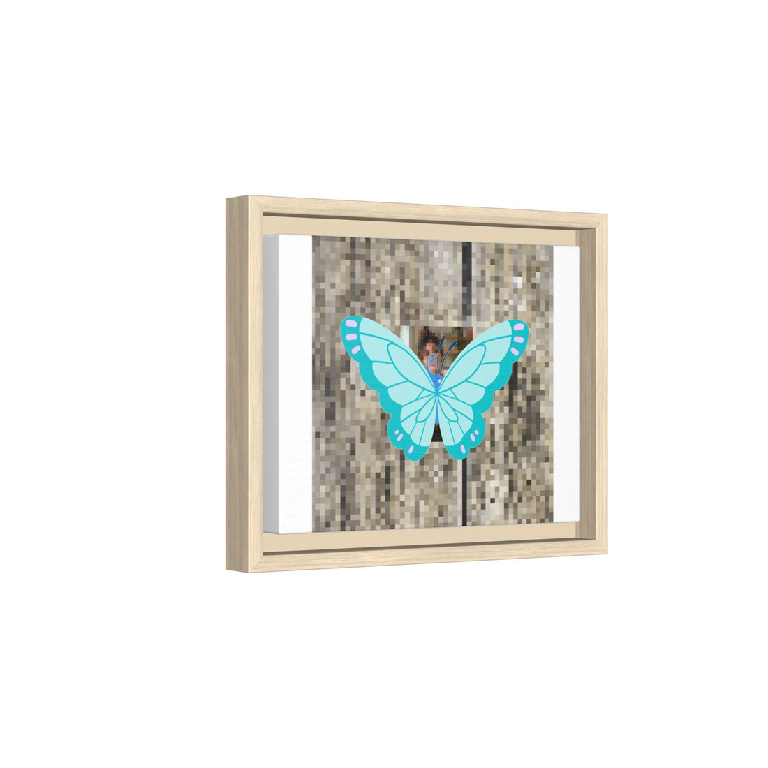 Blue Butterfly Framed Canvas Art — Matte Nature Wall Print