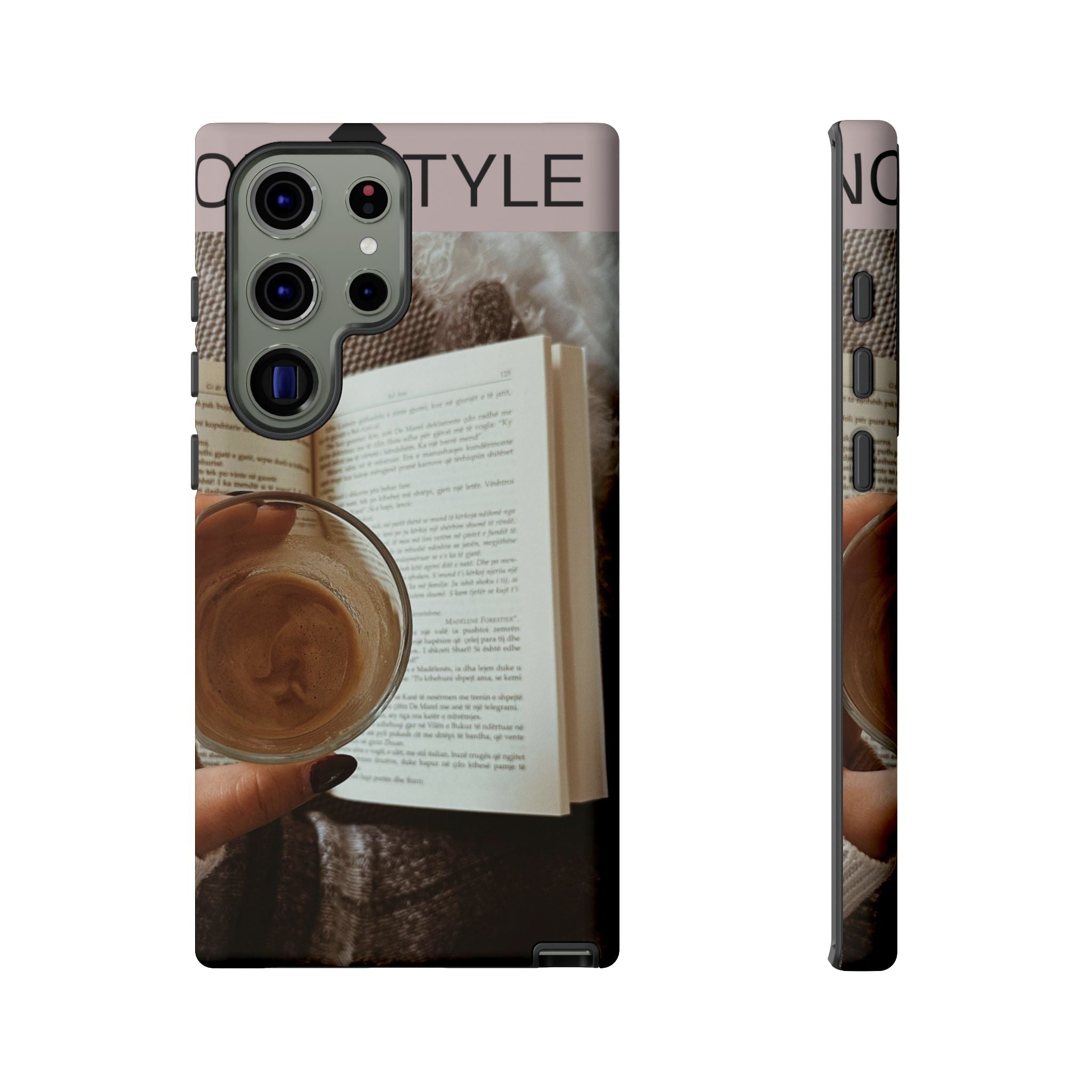 Cozy Reading Phone Case — Coffee &amp; Book Protective Cover