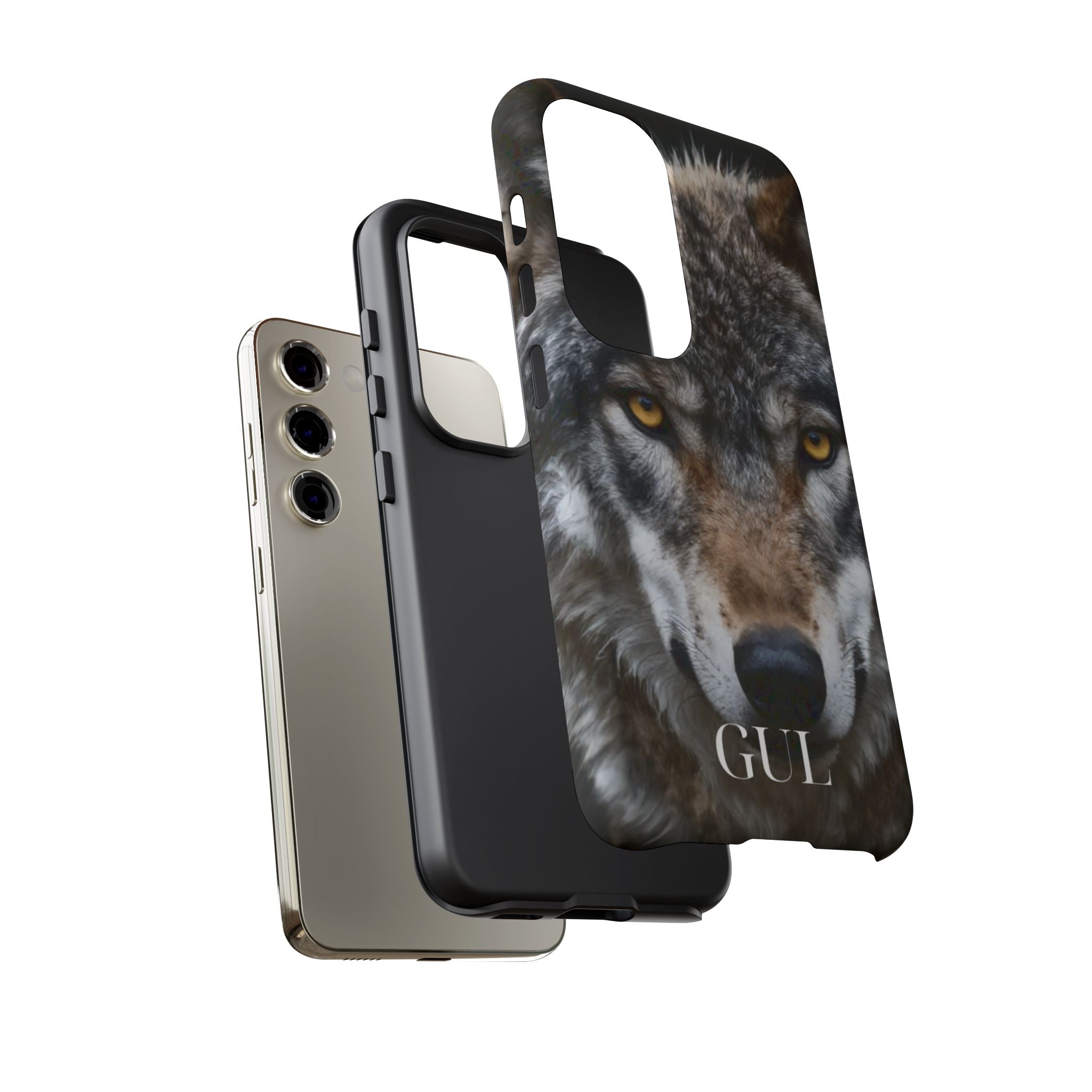 Wolf Eyes Phone Case — Fierce Wildlife iPhone Protective Case with ‘GUL’ Text