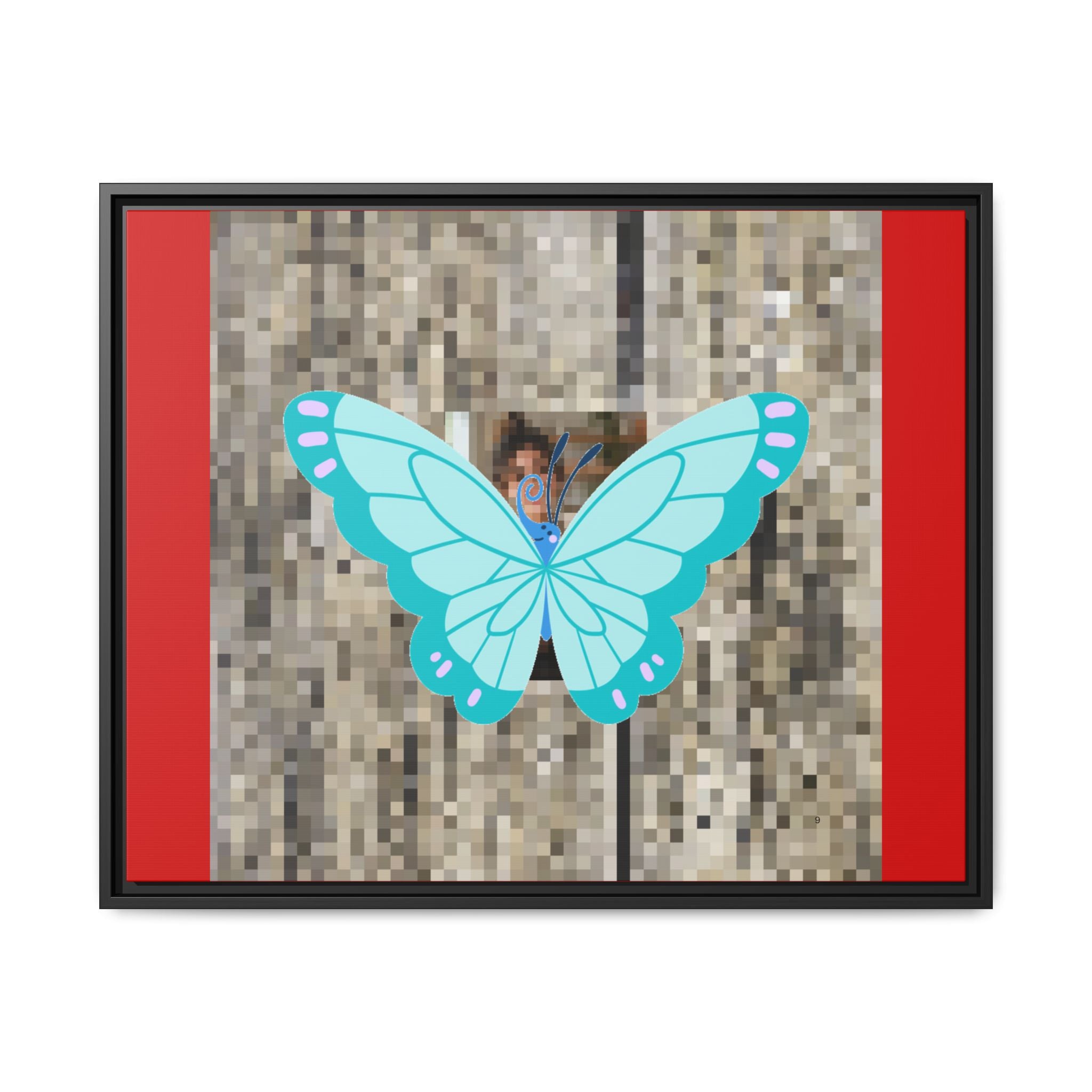 Blue Butterfly Framed Canvas Art – Matte Multi‑Color Wall Print