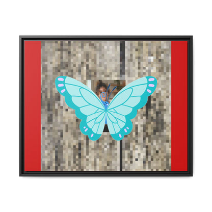 Blue Butterfly Framed Canvas Art – Matte Multi‑Color Wall Print