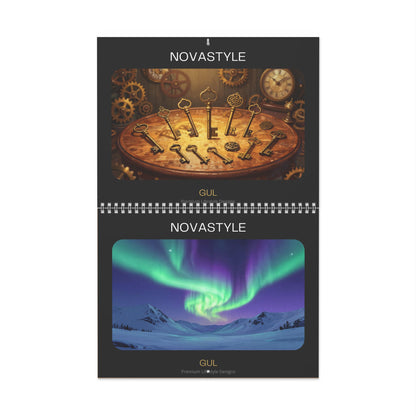 Mandala &amp; Nature Wall Calendar — 12‑Month Artistic Spiral Calendar with Kaleidoscope Art, Aurora &amp; Vintage Keys