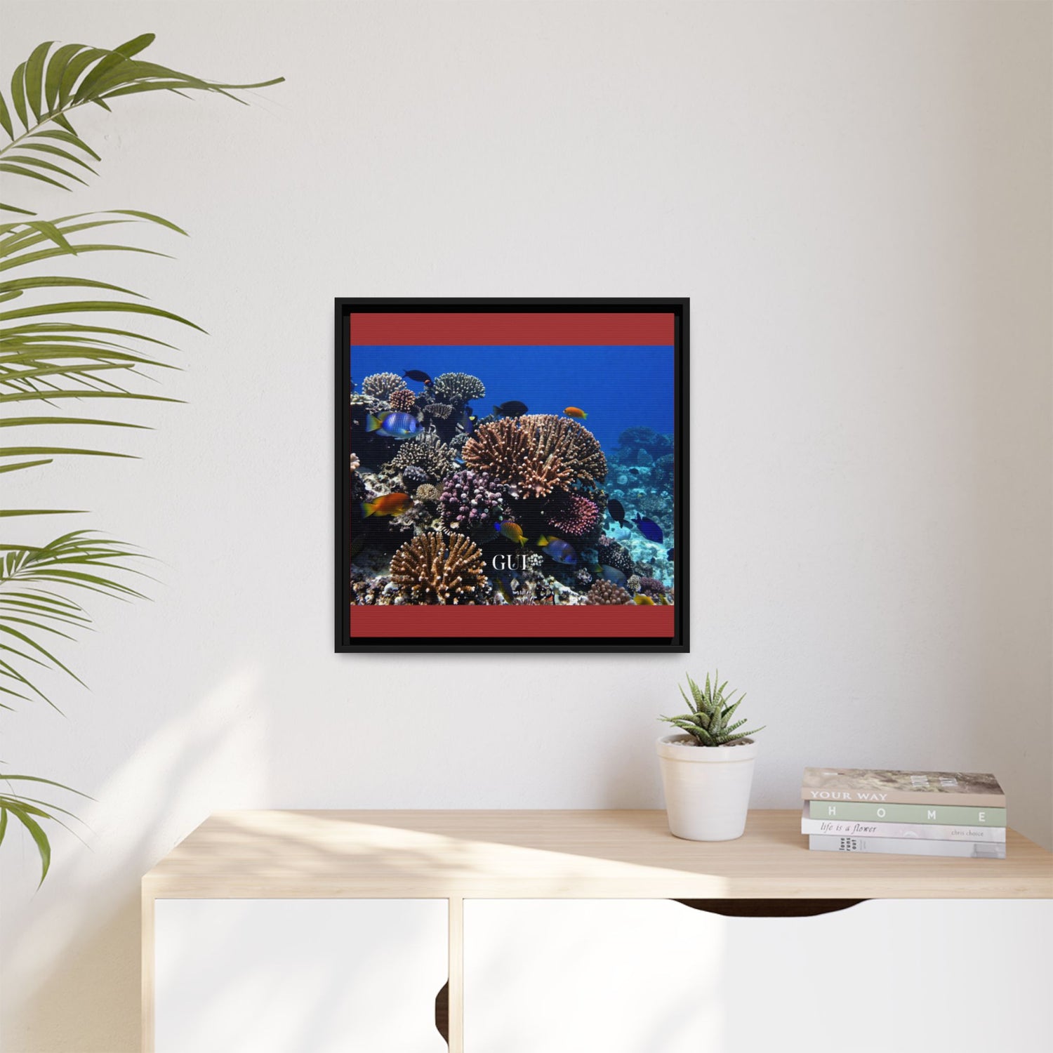 Framed Coral Reef Matte Canvas Wall Art — Tropical Ocean Photography Print