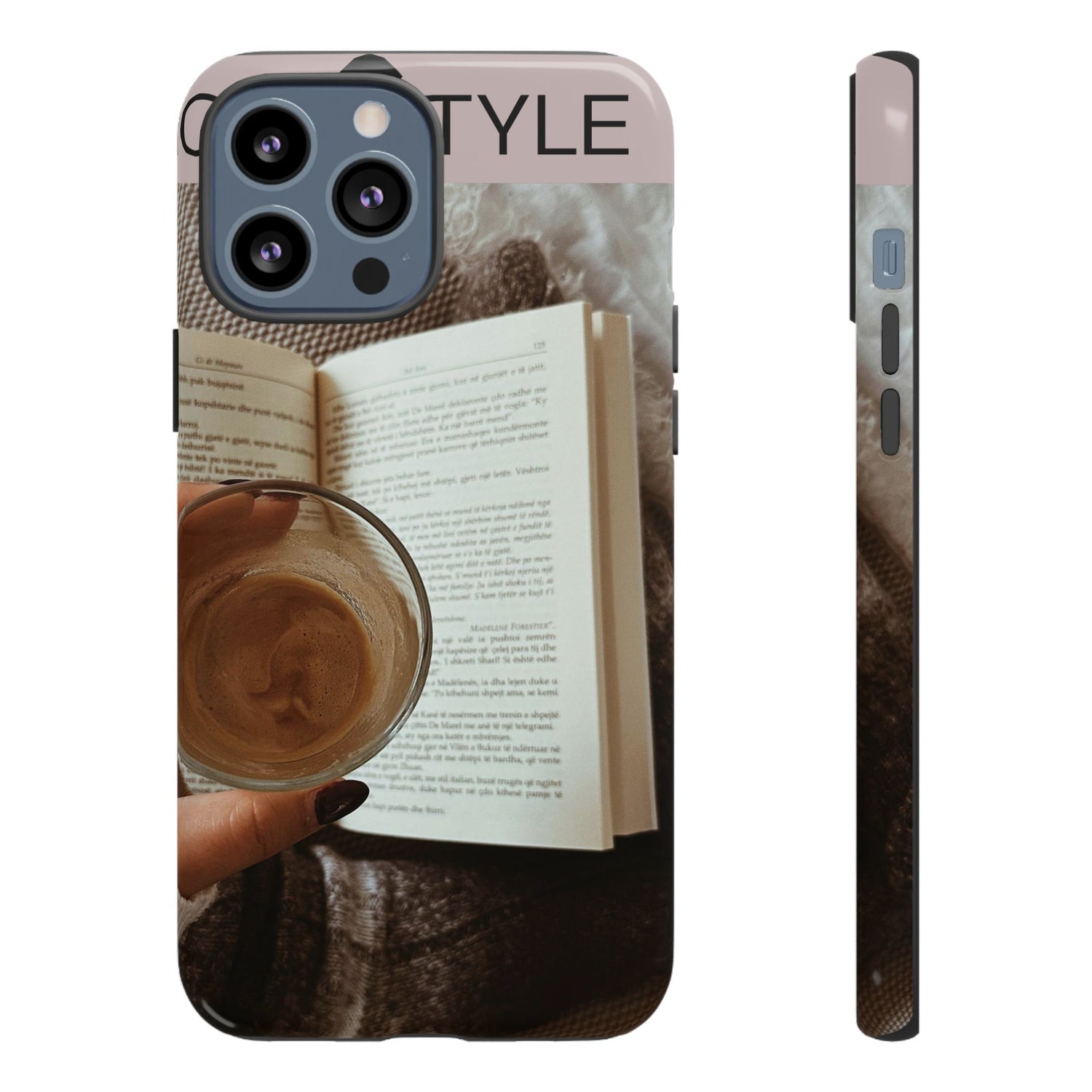 Cozy Reading Phone Case — Coffee &amp; Book Protective Cover