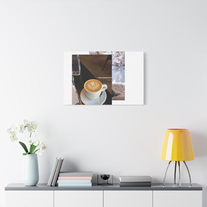 Latte &amp; Landscape Matte Canvas Wall Art — Coffee Shop Photo Collage
