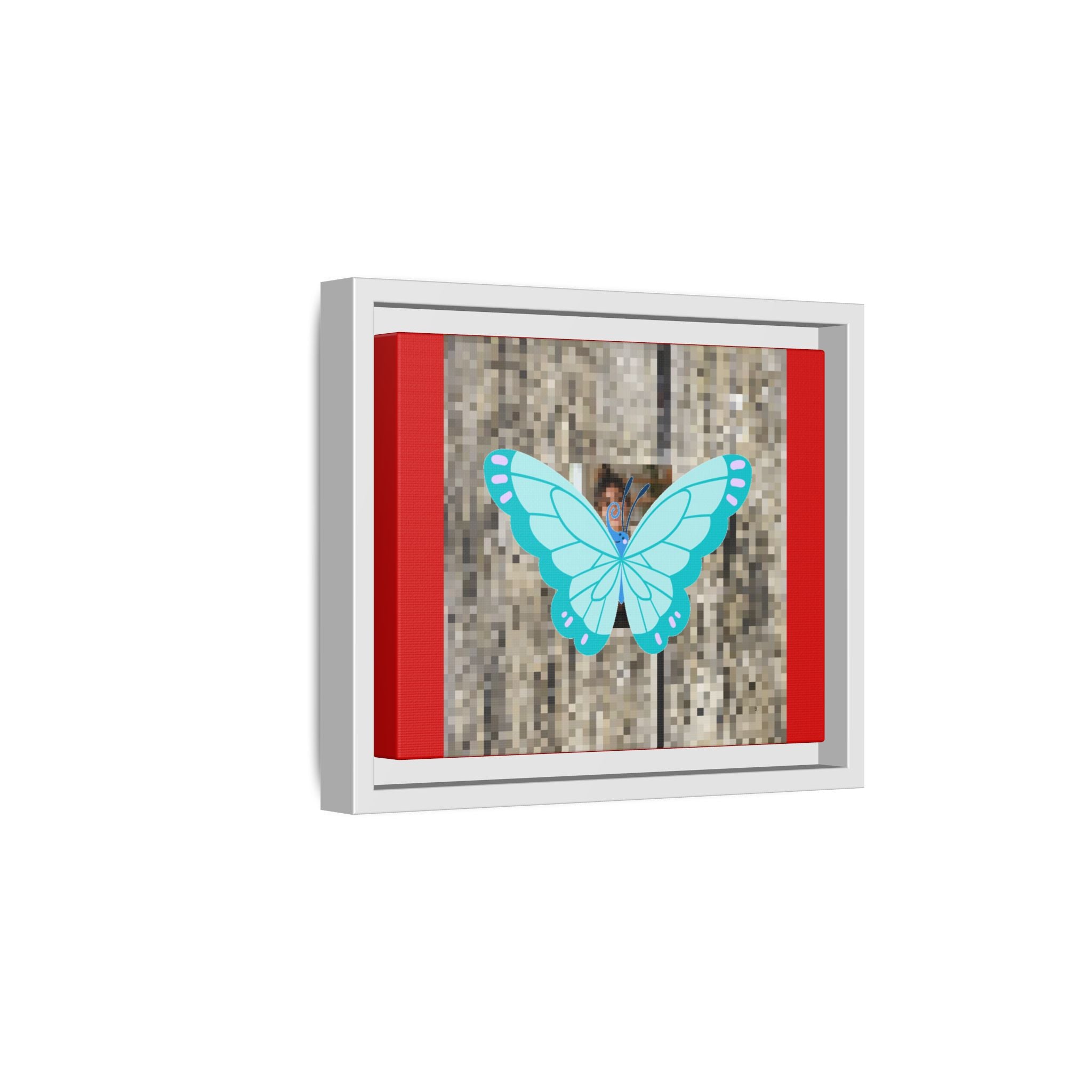 Blue Butterfly Framed Canvas Art – Matte Multi‑Color Wall Print