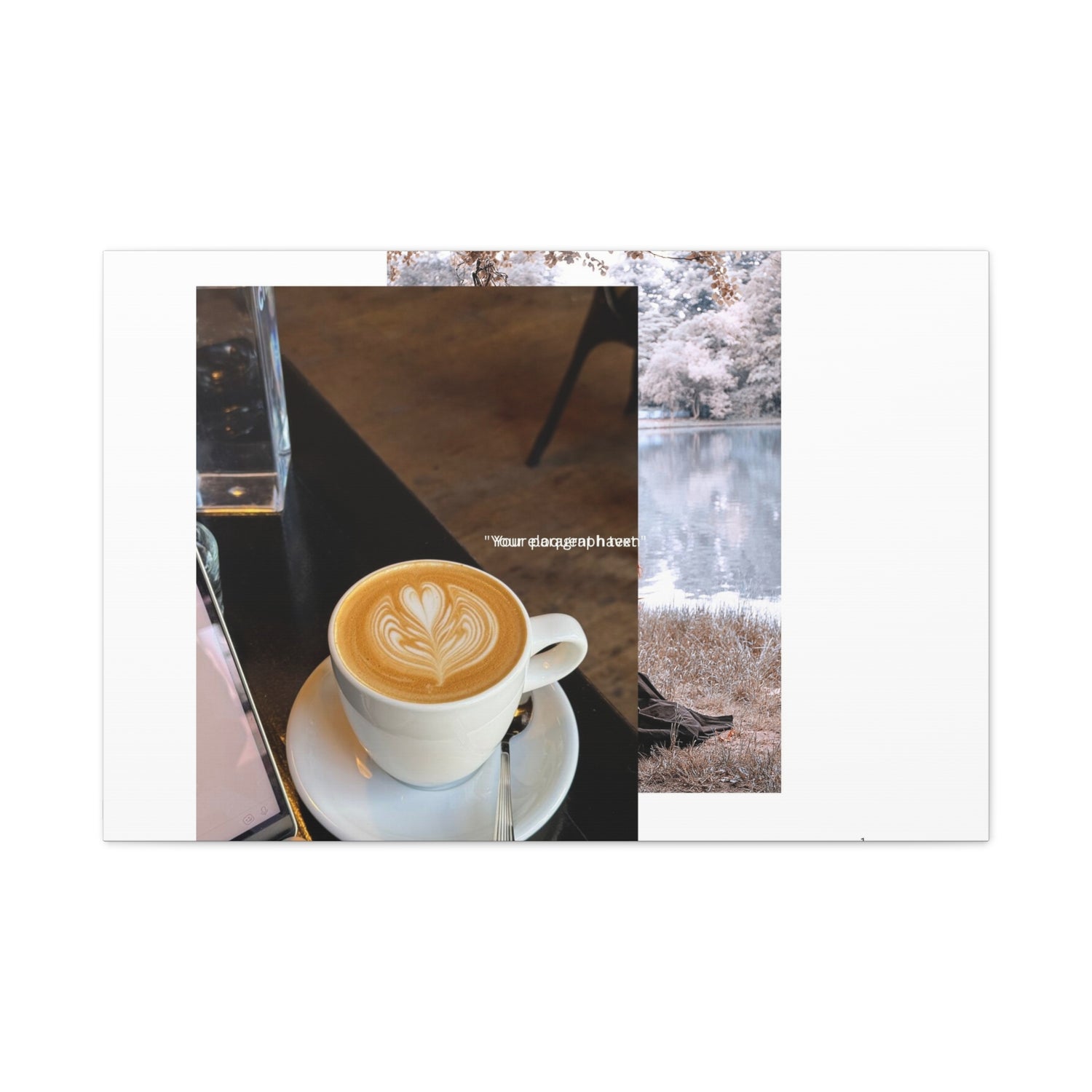 Latte &amp; Landscape Matte Canvas Wall Art — Coffee Shop Photo Collage
