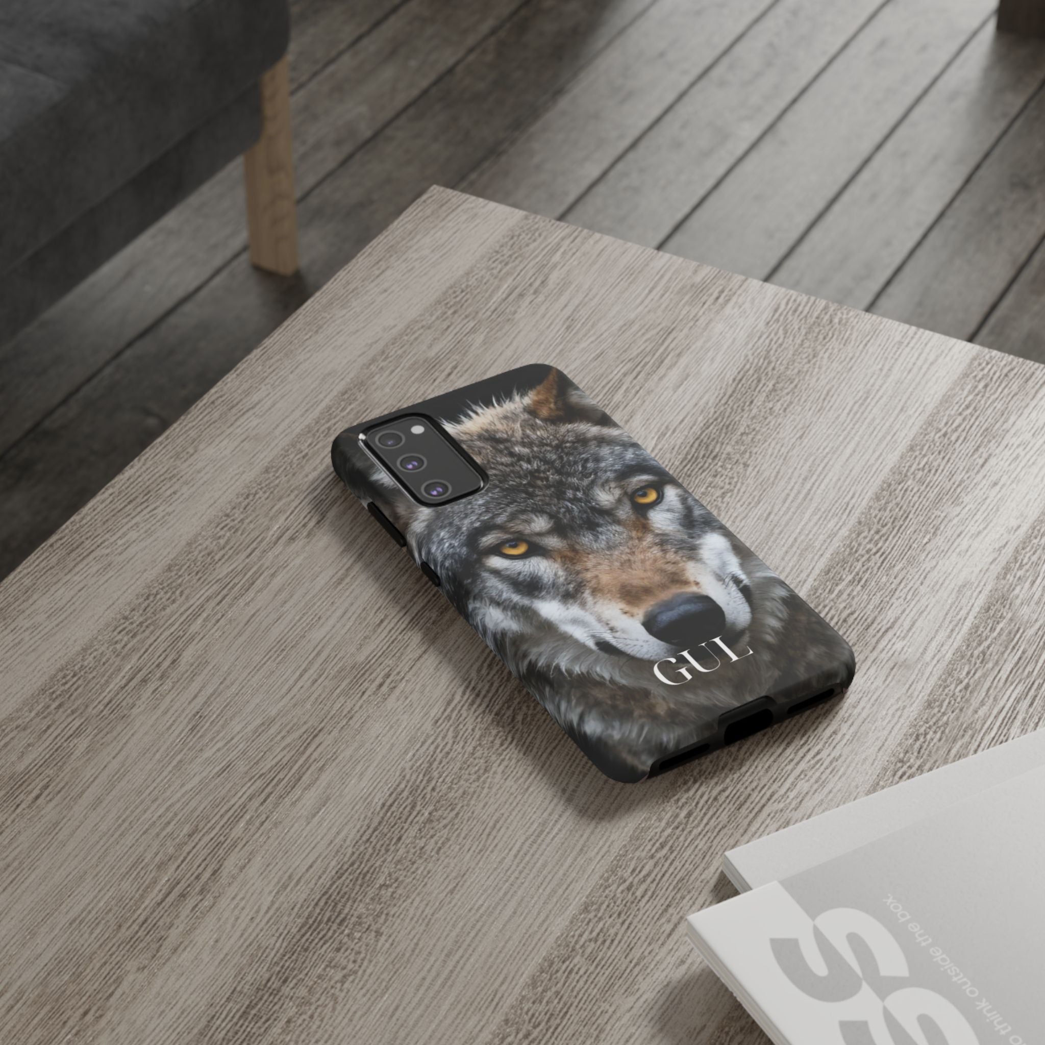Wolf Eyes Phone Case — Fierce Wildlife iPhone Protective Case with ‘GUL’ Text