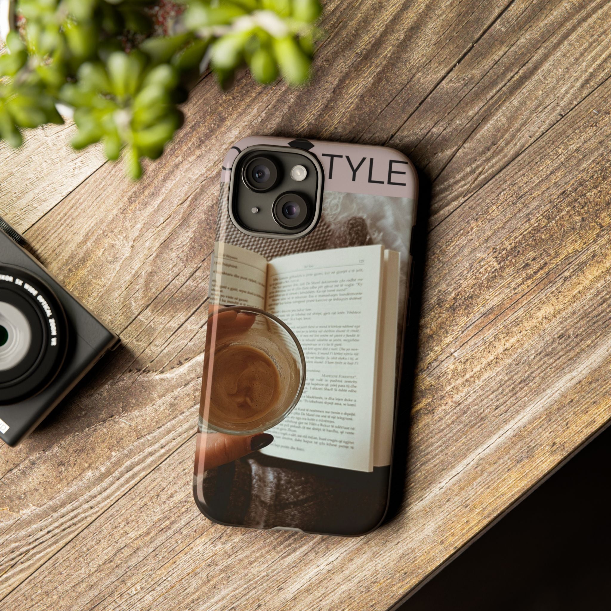 Cozy Reading Phone Case — Coffee &amp; Book Protective Cover