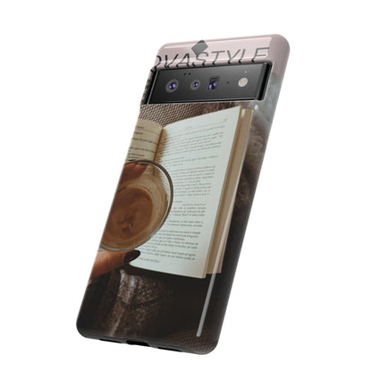 Cozy Reading Phone Case — Coffee &amp; Book Protective Cover