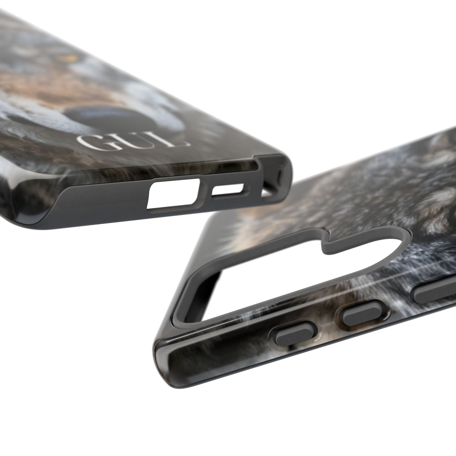 Wolf Eyes Phone Case — Fierce Wildlife iPhone Protective Case with ‘GUL’ Text
