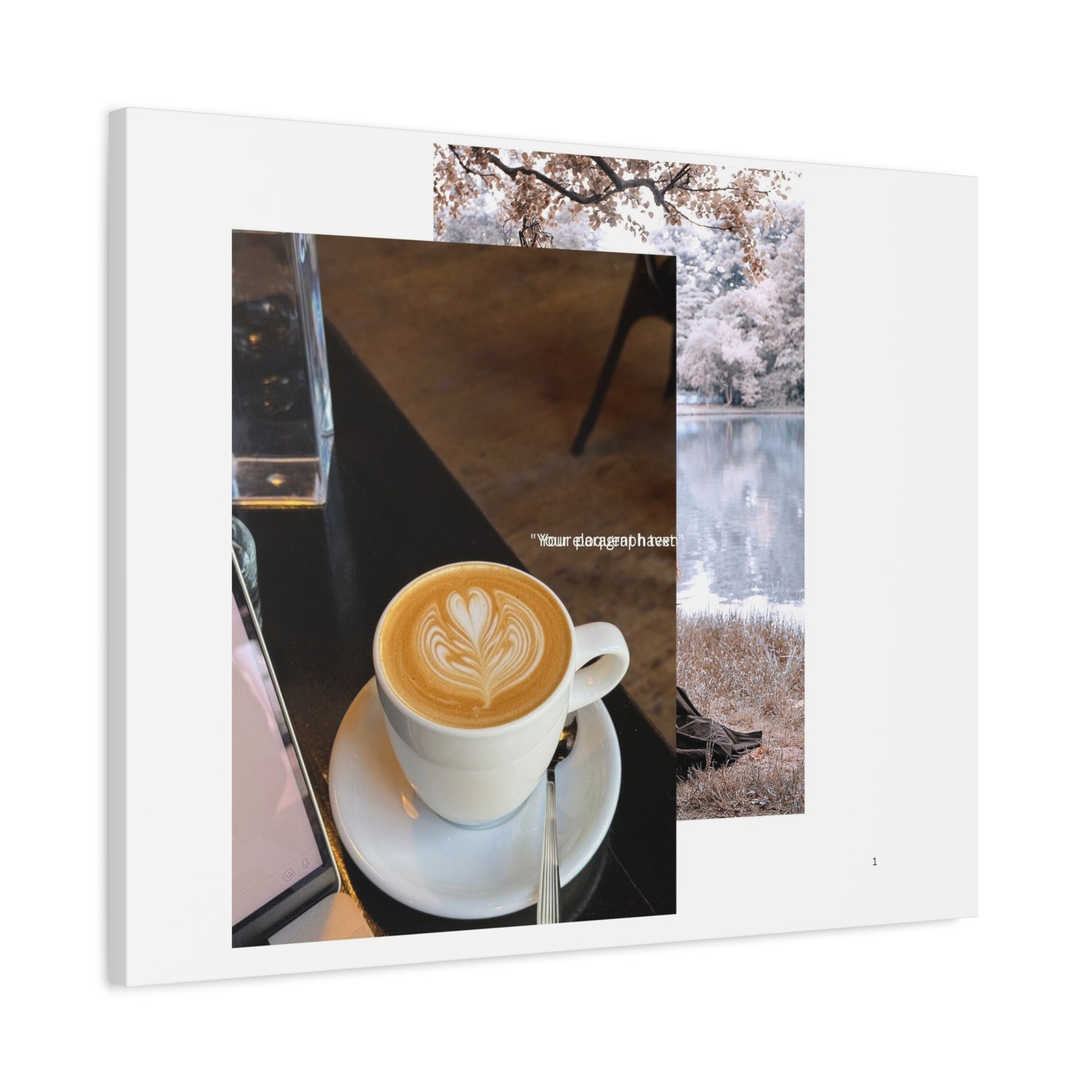 Latte &amp; Landscape Matte Canvas Wall Art — Coffee Shop Photo Collage