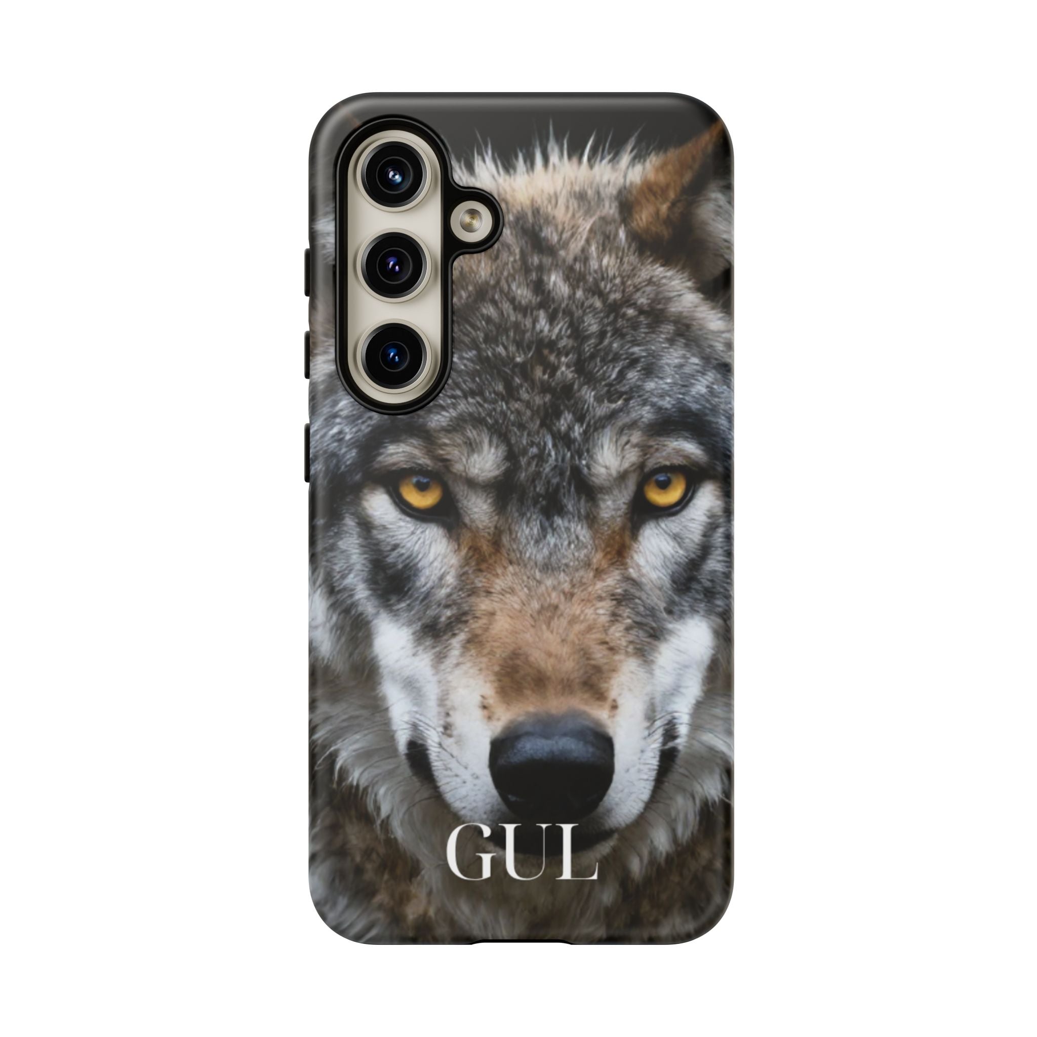 Wolf Eyes Phone Case — Fierce Wildlife iPhone Protective Case with ‘GUL’ Text