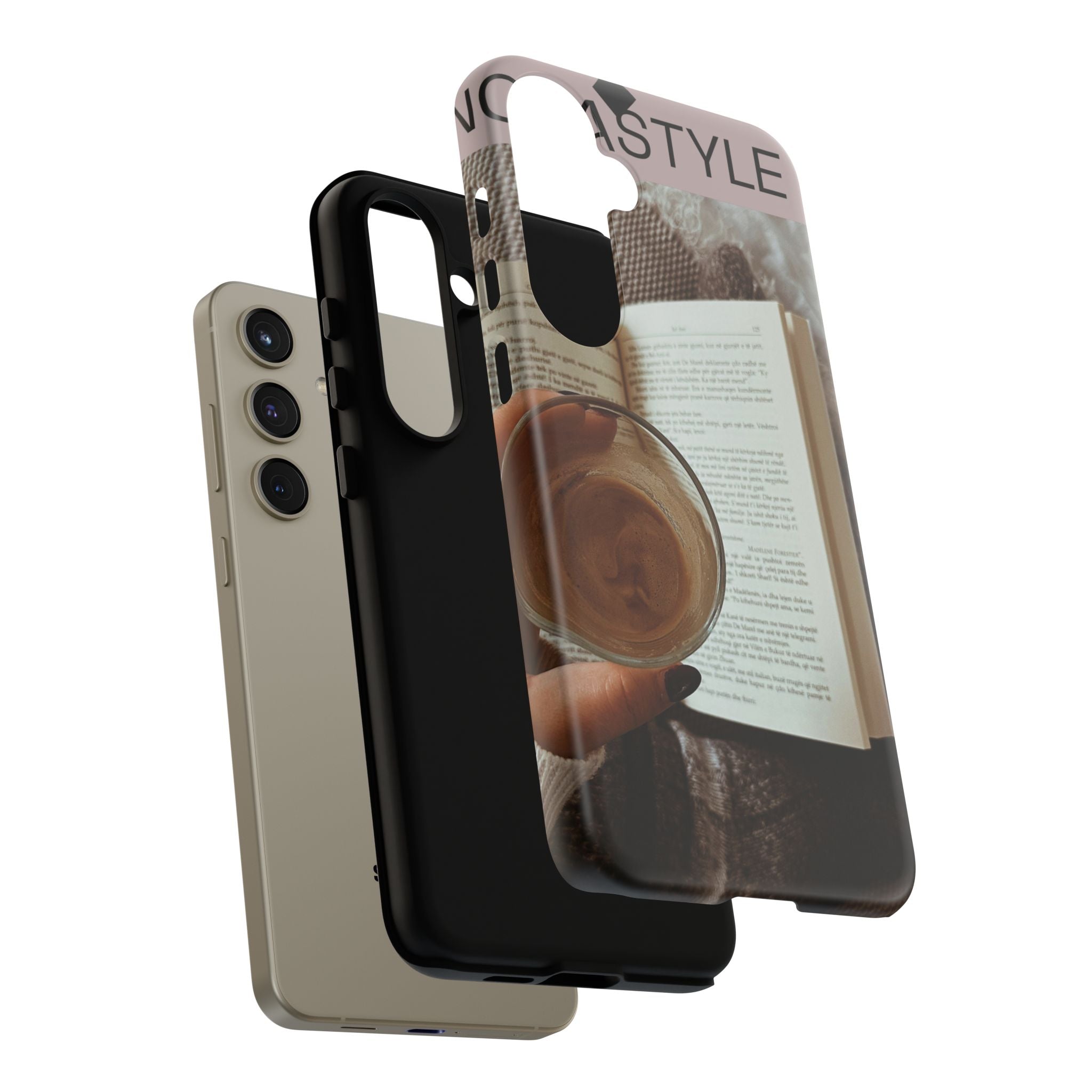 Cozy Reading Phone Case — Coffee &amp; Book Protective Cover