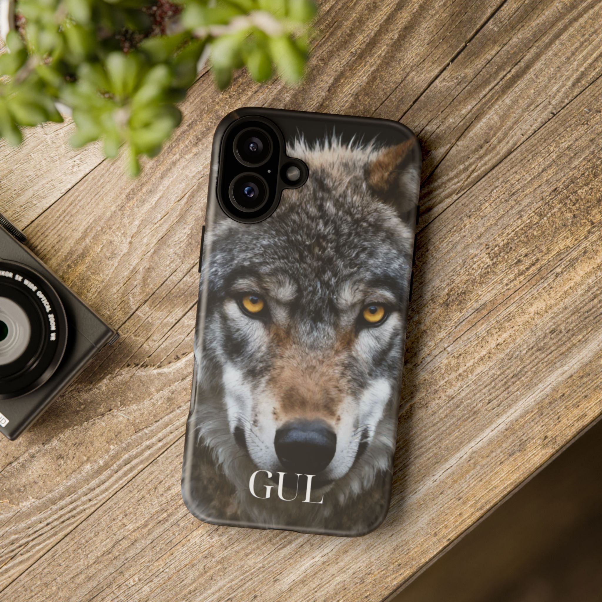 Wolf Eyes Phone Case — Fierce Wildlife iPhone Protective Case with ‘GUL’ Text