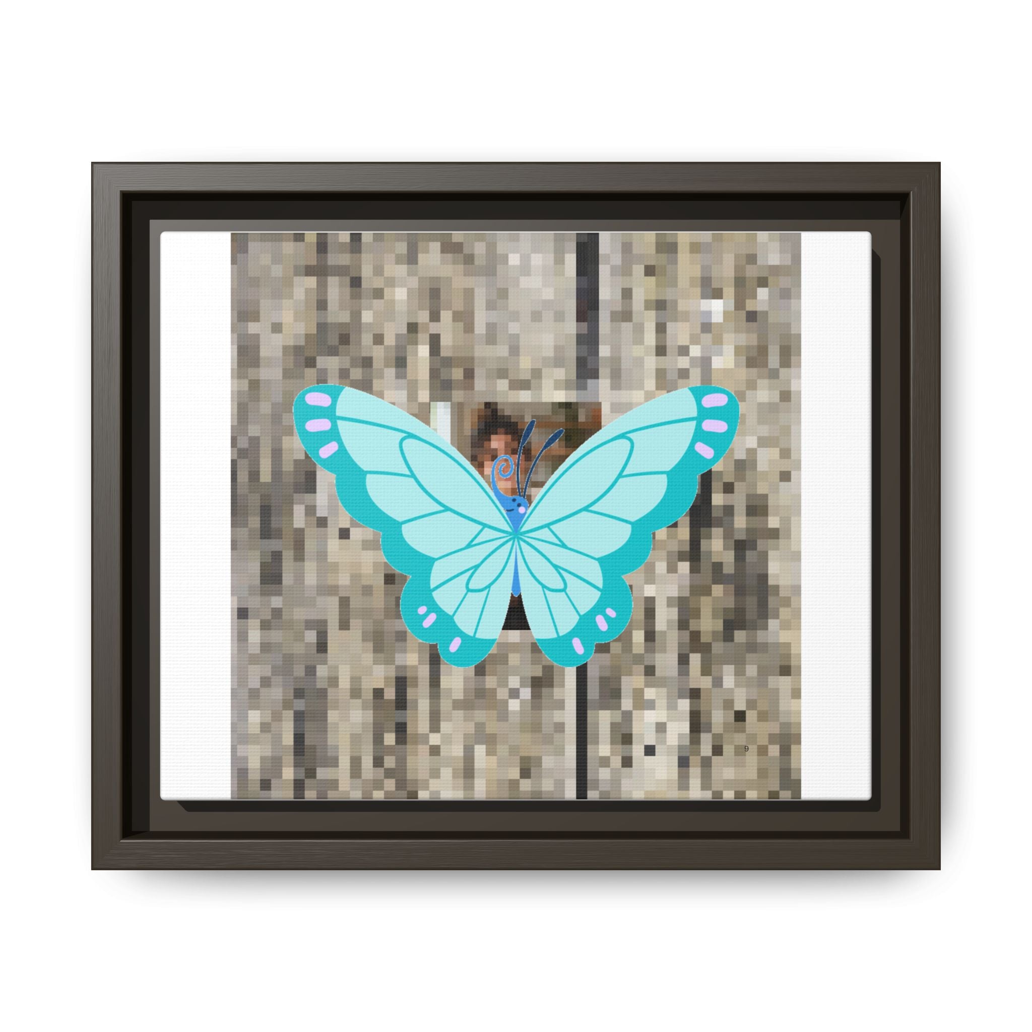 Blue Butterfly Framed Canvas Art — Matte Nature Wall Print