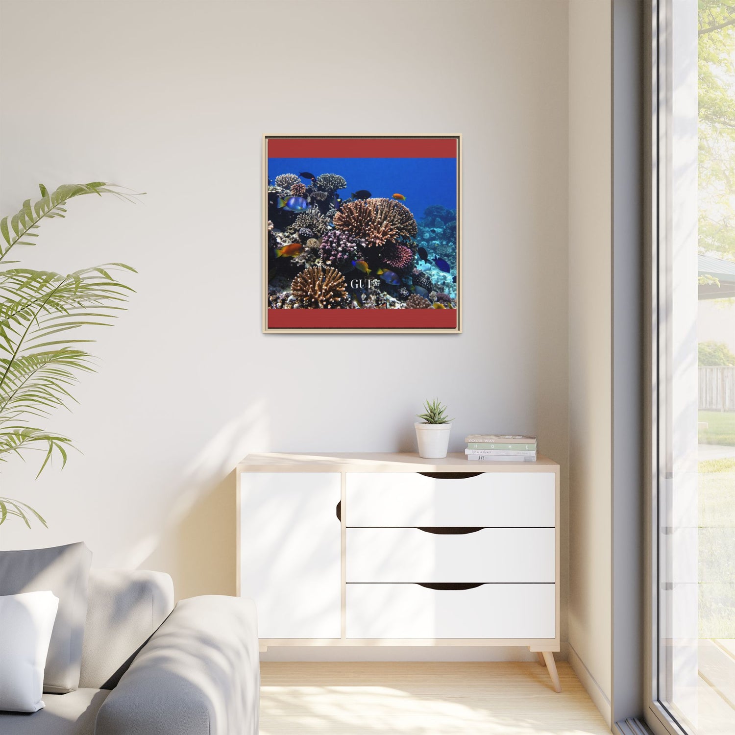 Framed Coral Reef Matte Canvas Wall Art — Tropical Ocean Photography Print