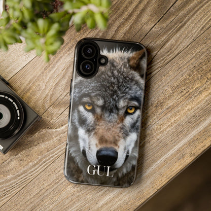 Wolf Eyes Phone Case — Fierce Wildlife iPhone Protective Case with ‘GUL’ Text