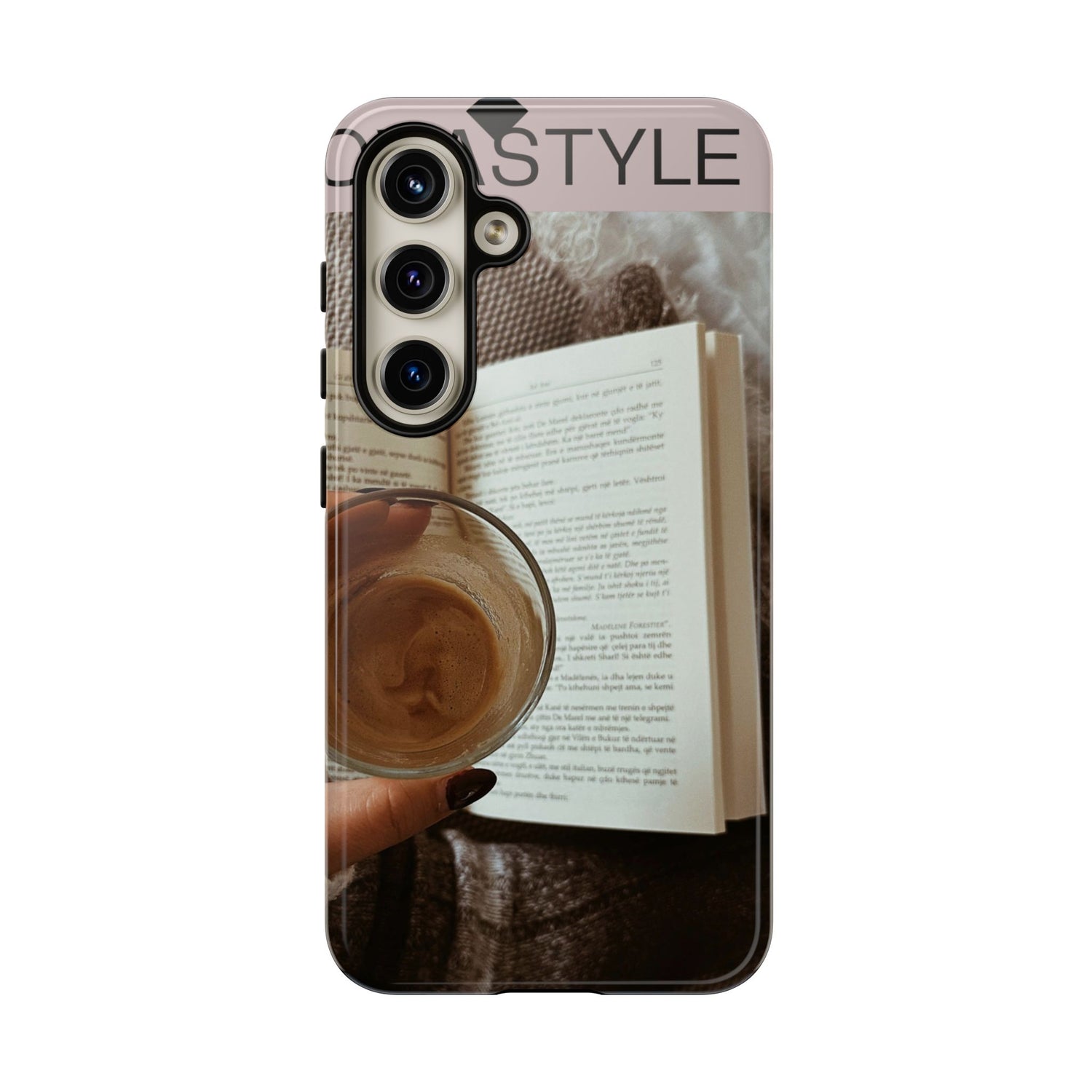 Cozy Reading Phone Case — Coffee &amp; Book Protective Cover