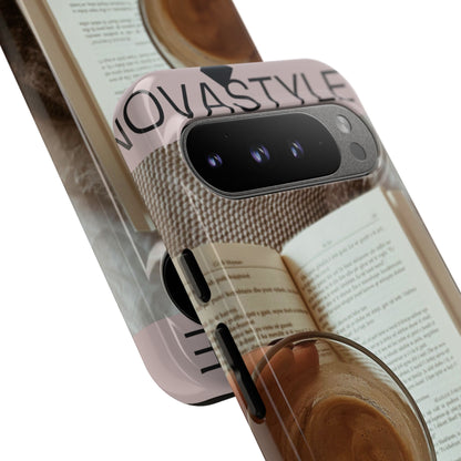 Cozy Reading Phone Case — Coffee &amp; Book Protective Cover
