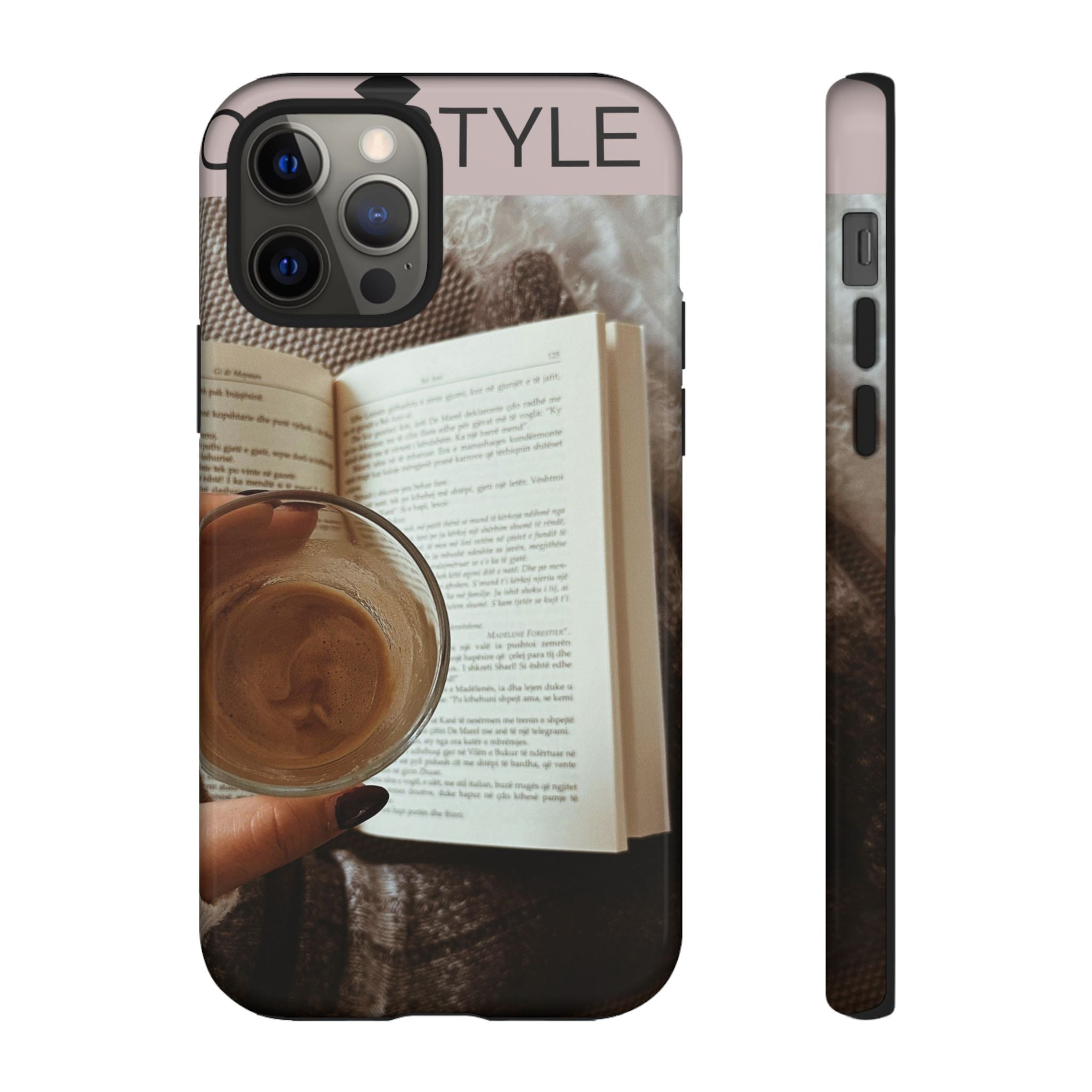 Cozy Reading Phone Case — Coffee &amp; Book Protective Cover