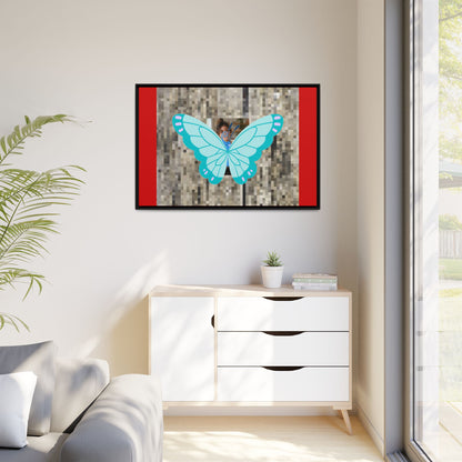 Blue Butterfly Framed Canvas Art – Matte Multi‑Color Wall Print