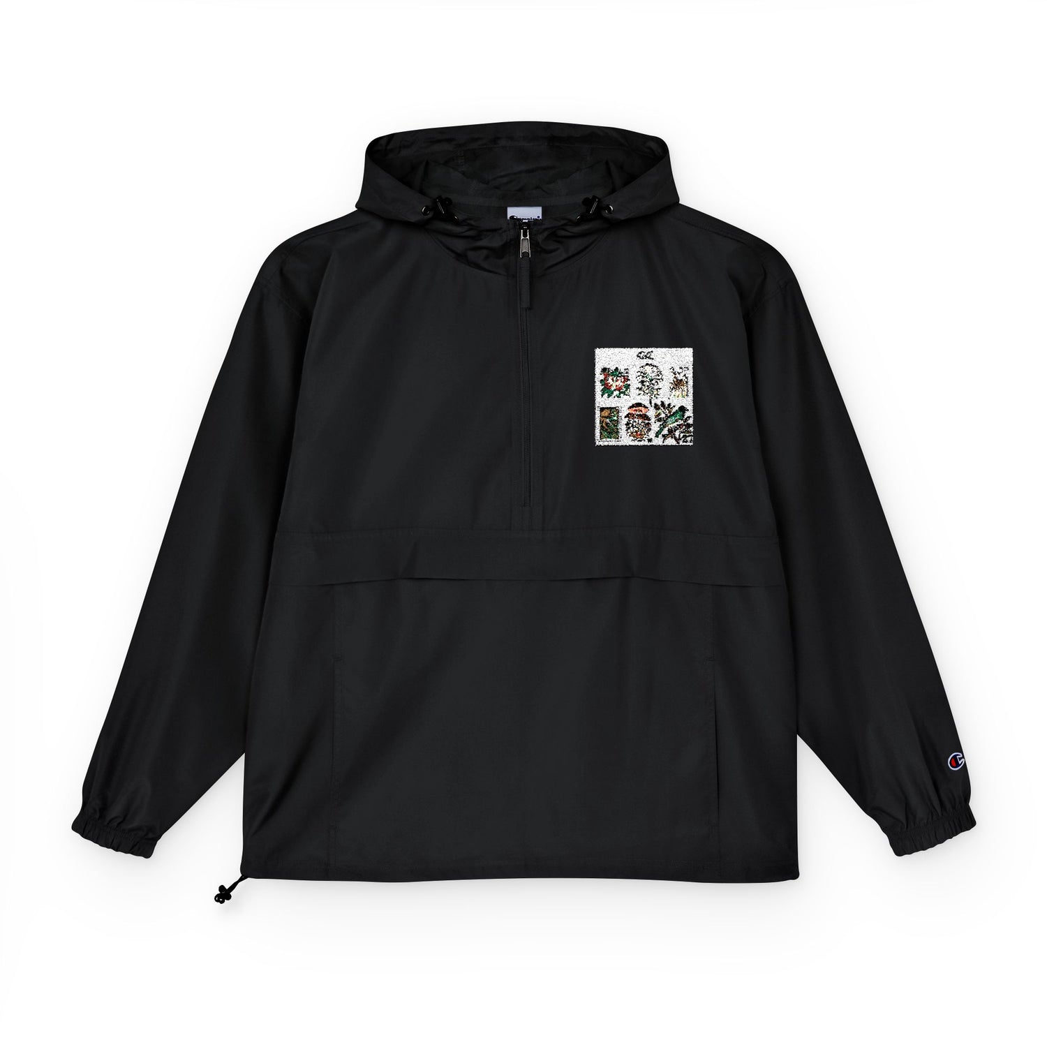 Orange Packable Anorak Jacket with Floral Chest Patch