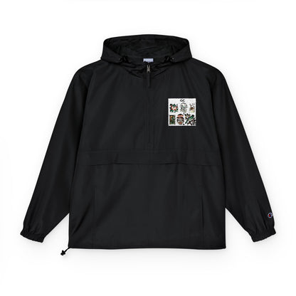 Orange Packable Anorak Jacket with Floral Chest Patch