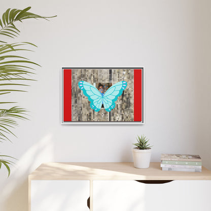 Blue Butterfly Framed Canvas Art – Matte Multi‑Color Wall Print