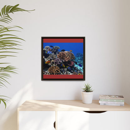 Framed Coral Reef Matte Canvas Wall Art — Tropical Ocean Photography Print
