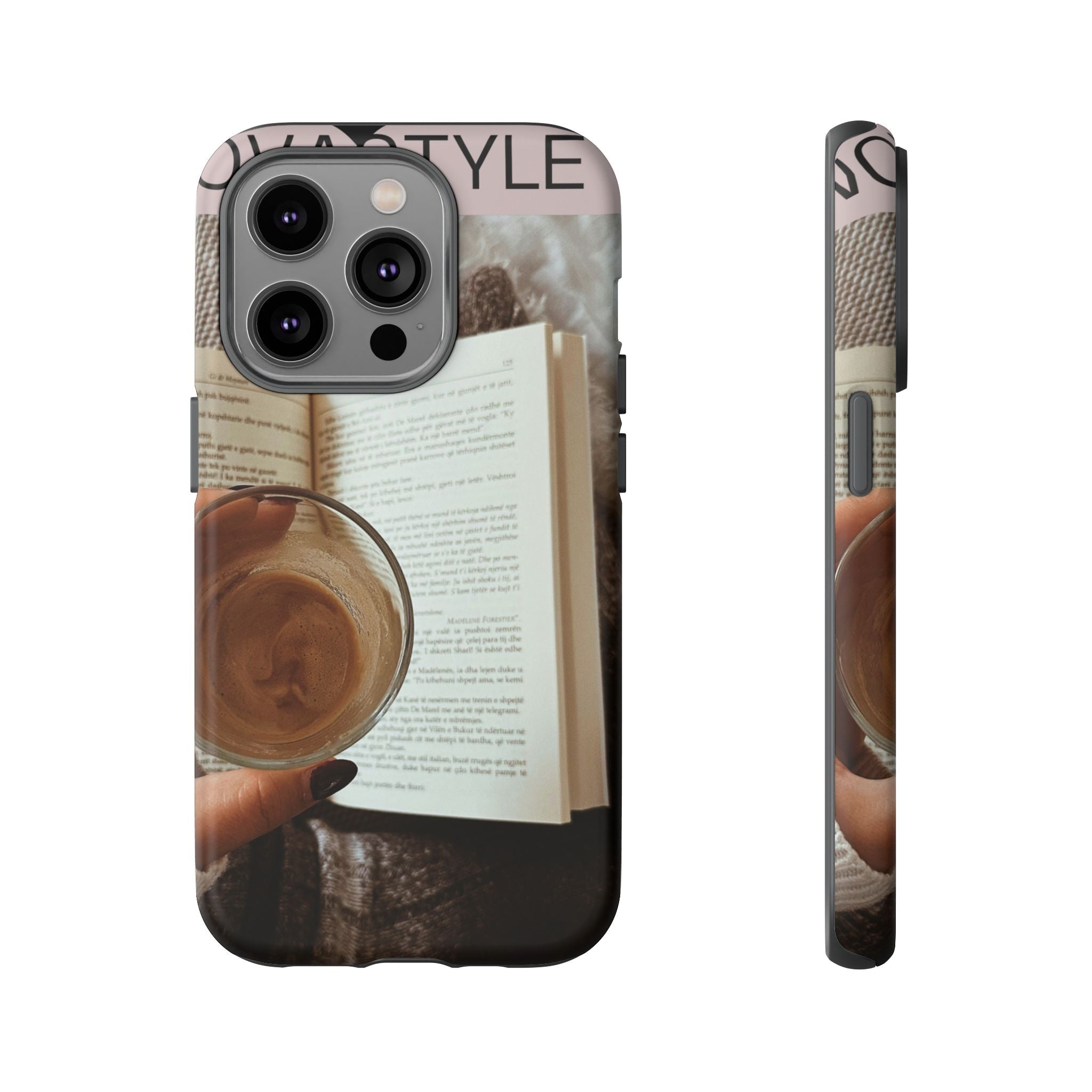 Cozy Reading Phone Case — Coffee &amp; Book Protective Cover