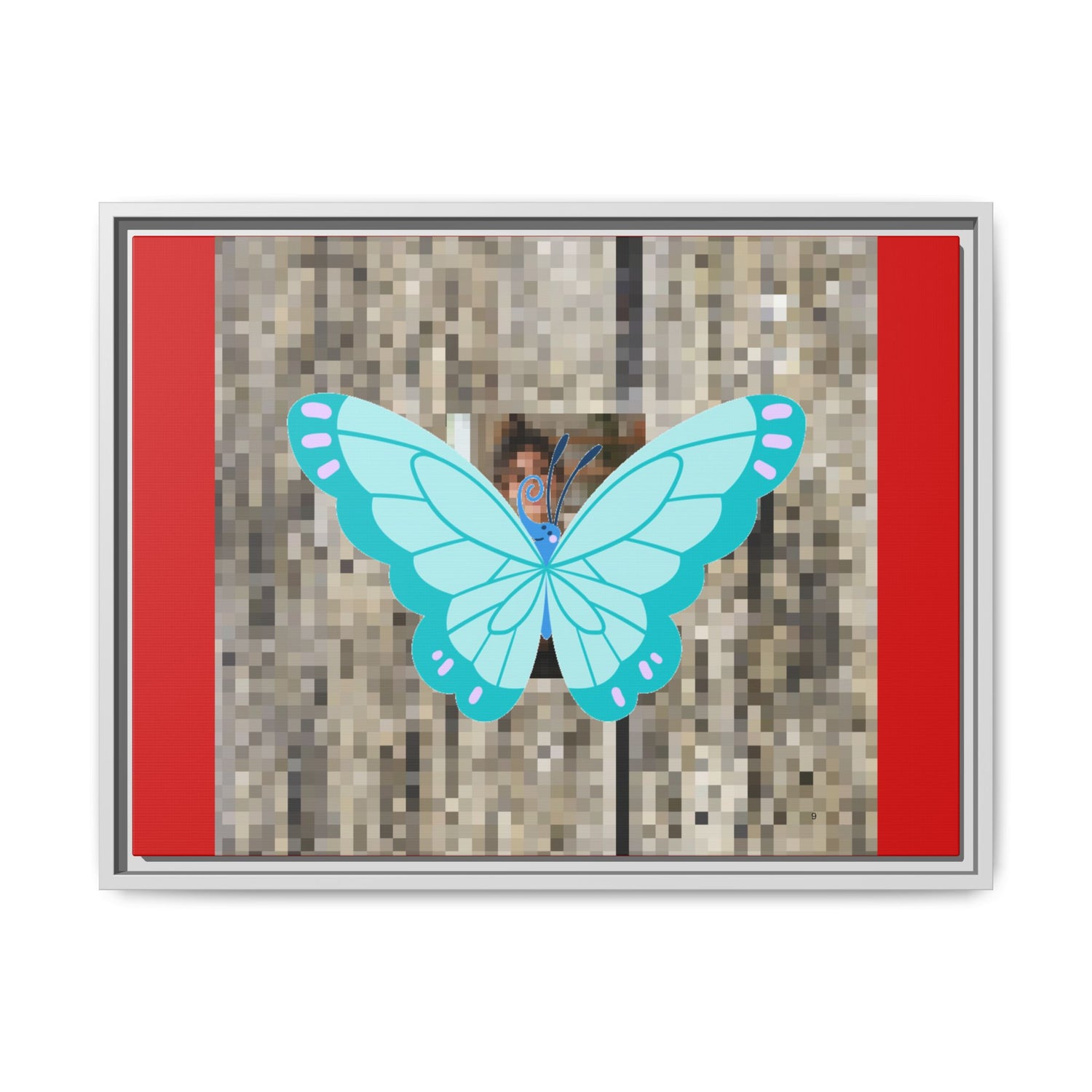Blue Butterfly Framed Canvas Art – Matte Multi‑Color Wall Print