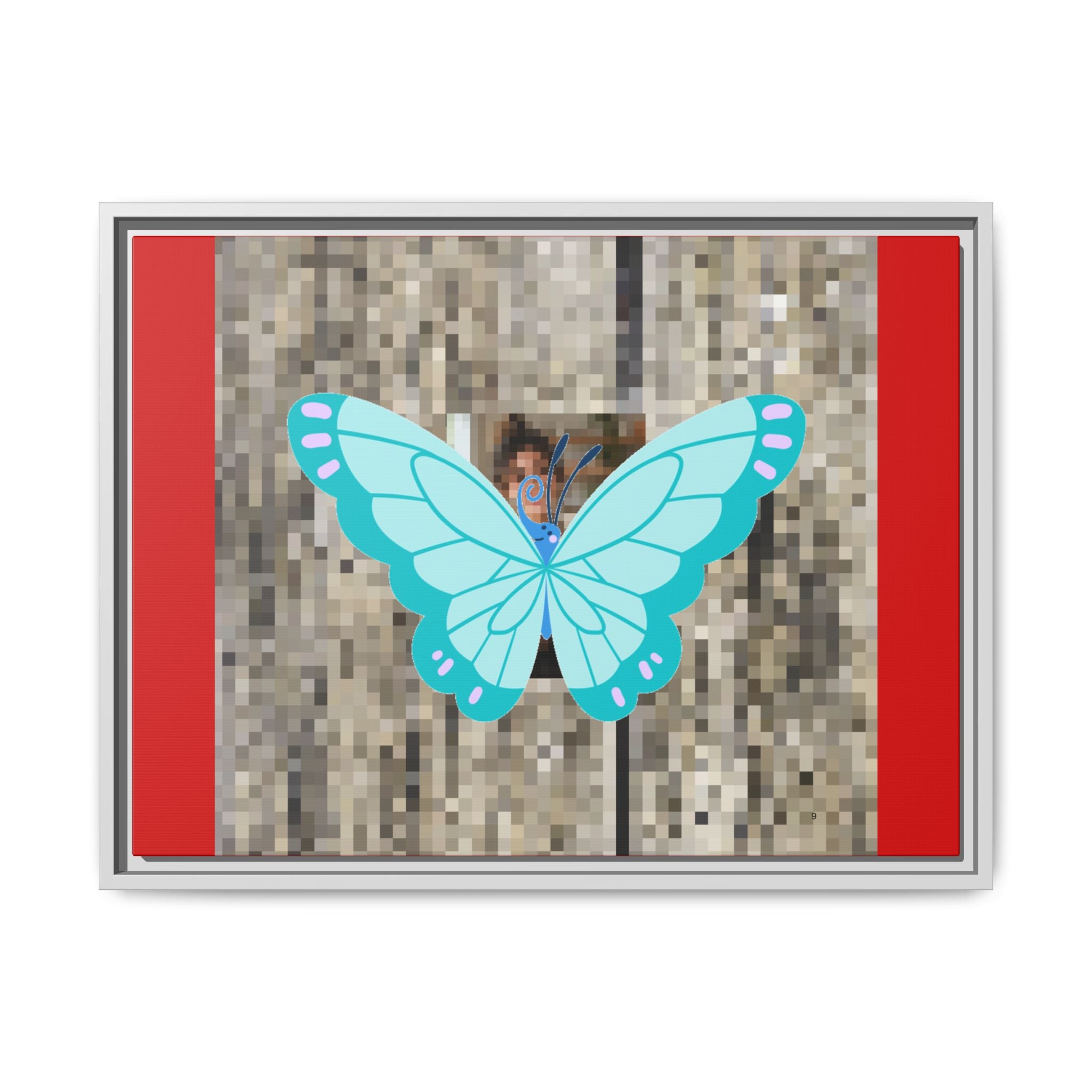 Blue Butterfly Framed Canvas Art – Matte Multi‑Color Wall Print