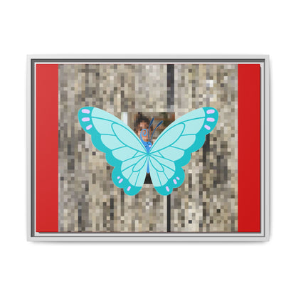 Blue Butterfly Framed Canvas Art – Matte Multi‑Color Wall Print