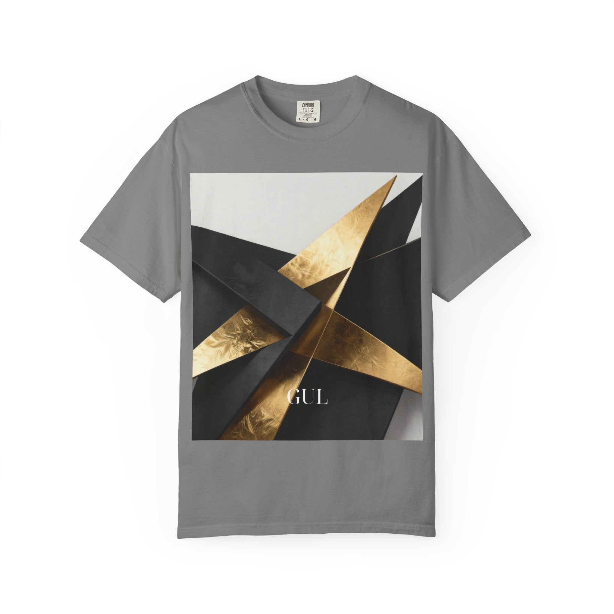 Graphic T-Shirt — Modern Gold Abstract &amp; Mountain Photo Print