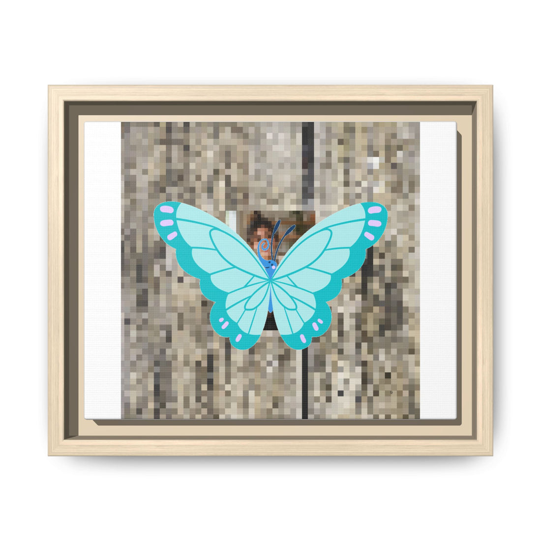 Blue Butterfly Framed Canvas Art — Matte Nature Wall Print