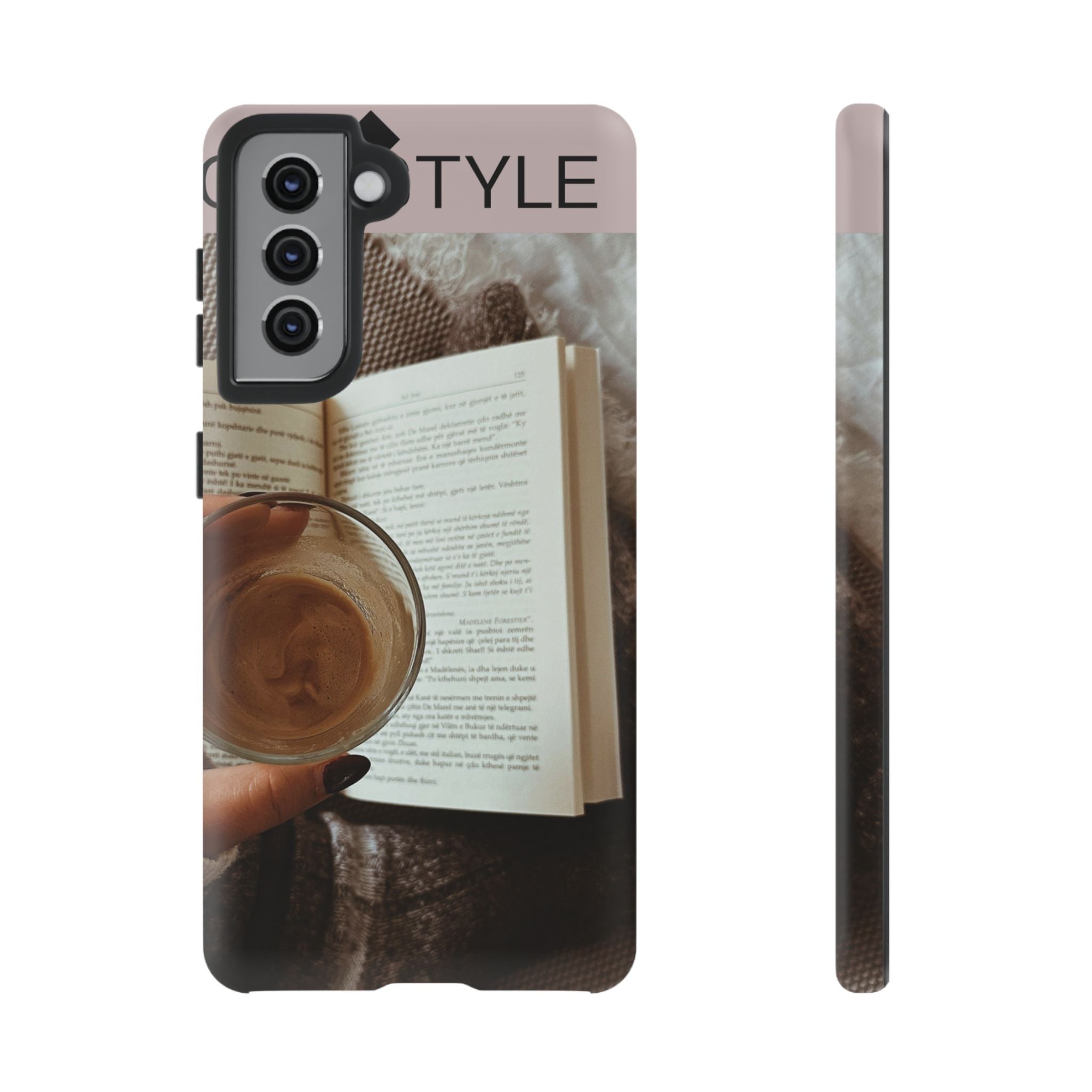 Cozy Reading Phone Case — Coffee &amp; Book Protective Cover