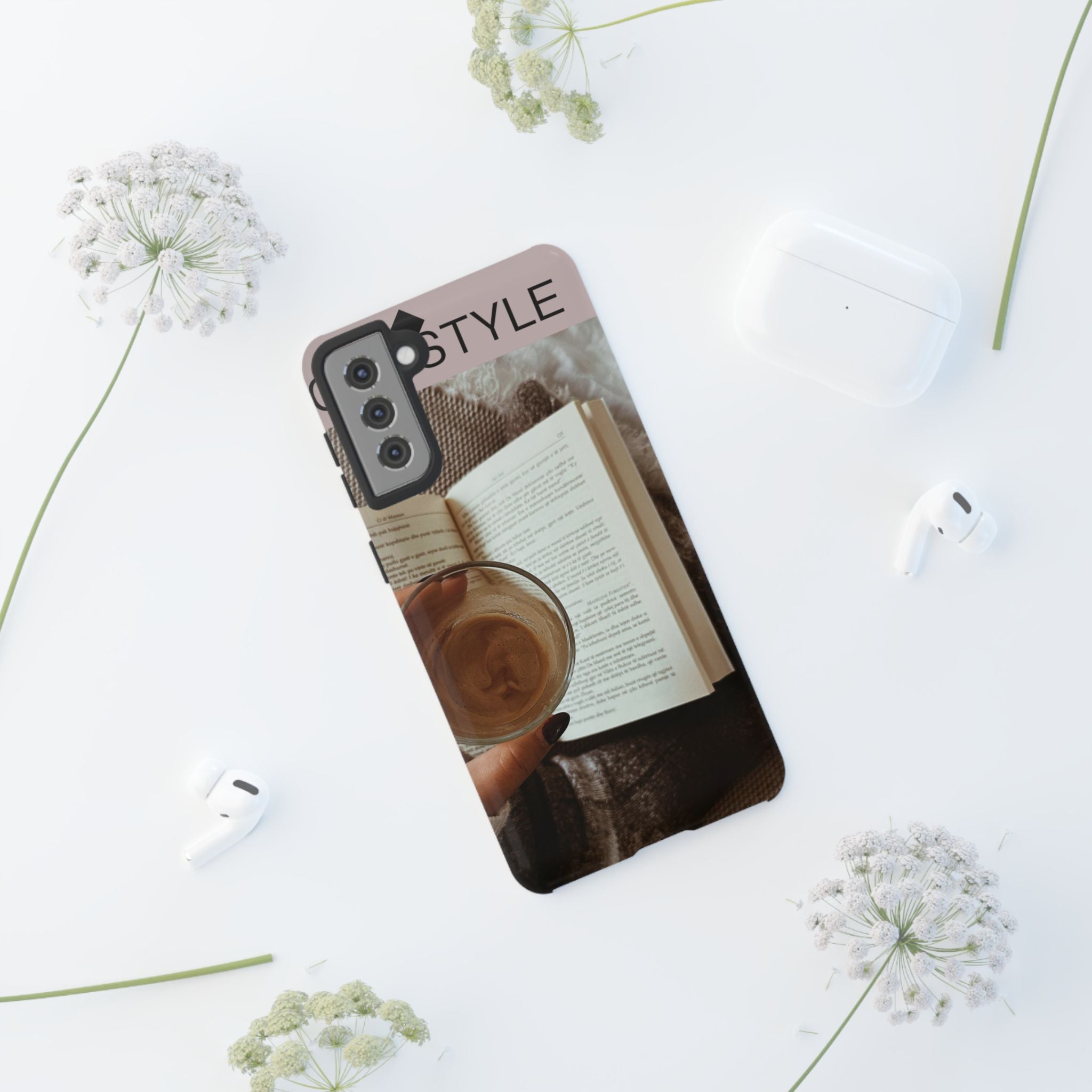 Cozy Reading Phone Case — Coffee &amp; Book Protective Cover