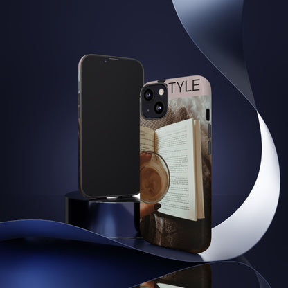 Cozy Reading Phone Case — Coffee &amp; Book Protective Cover