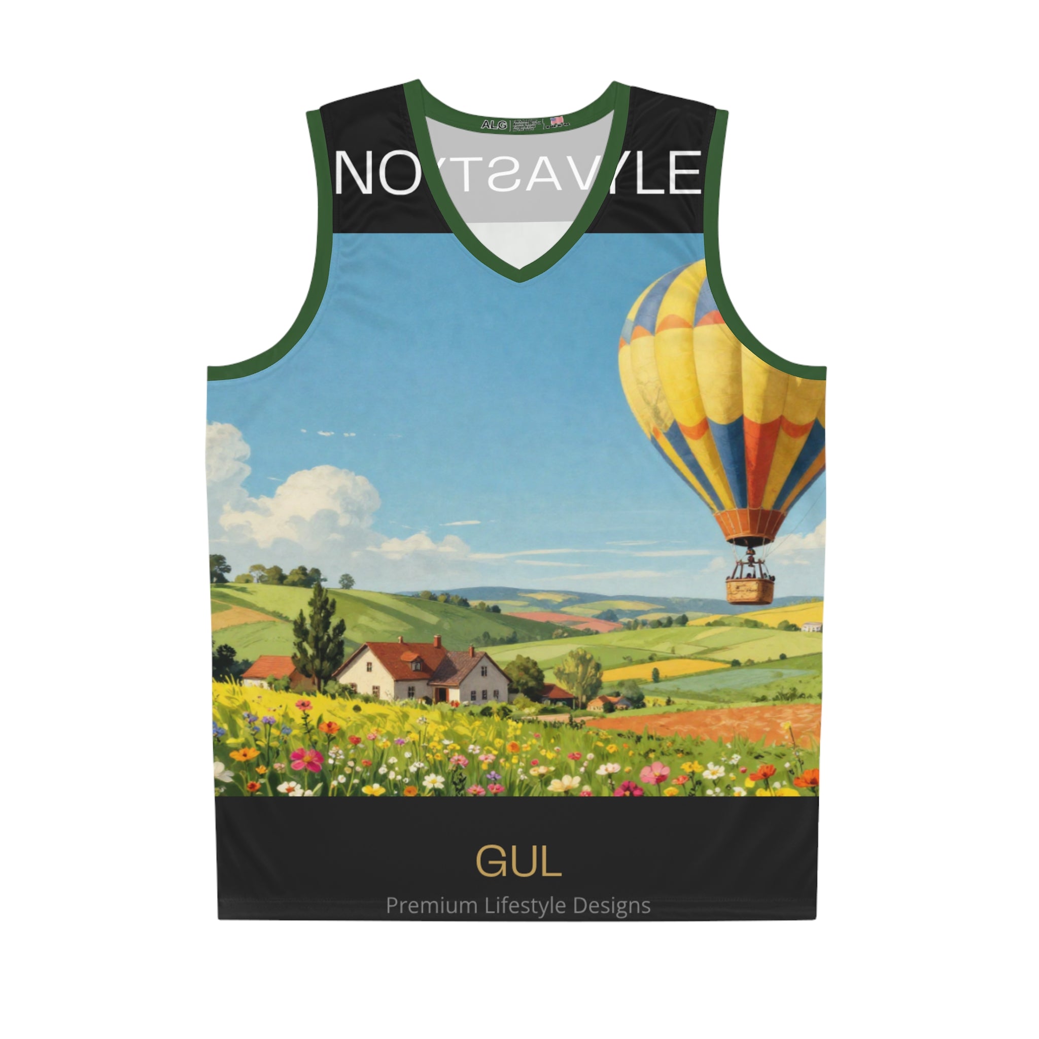 Scenic Hot Air Balloon &amp; Bonsai All-Over Print Basketball Jersey