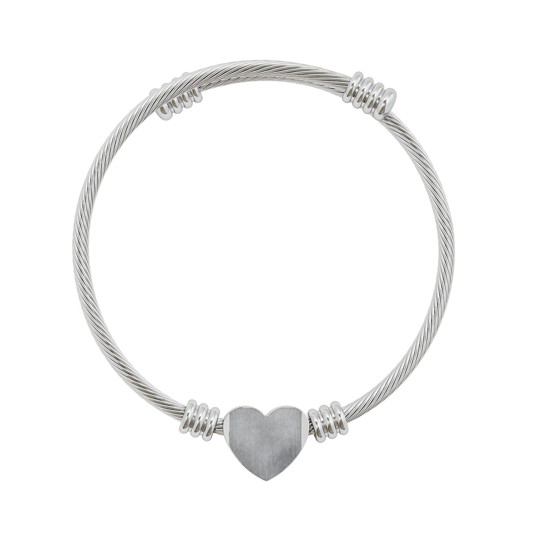 Engravable Heart Cuff Bracelet Personalized Silver Heart Bangle for Gifts, Valentine’s Day & Anniversaries