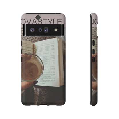 Cozy Reading Phone Case — Coffee &amp; Book Protective Cover