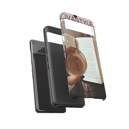 Cozy Reading Phone Case — Coffee &amp; Book Protective Cover