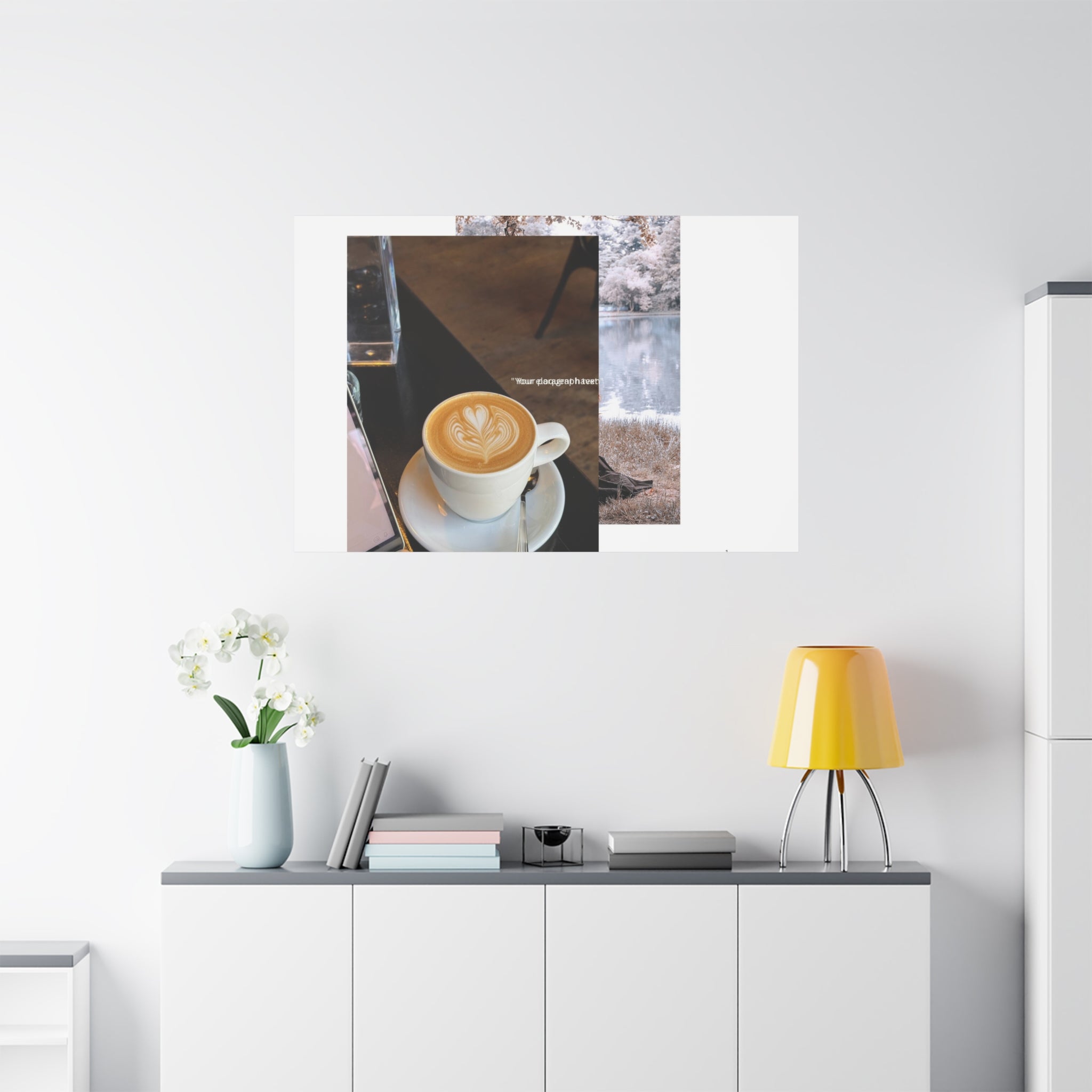 Latte &amp; Landscape Matte Canvas Wall Art — Coffee Shop Photo Collage