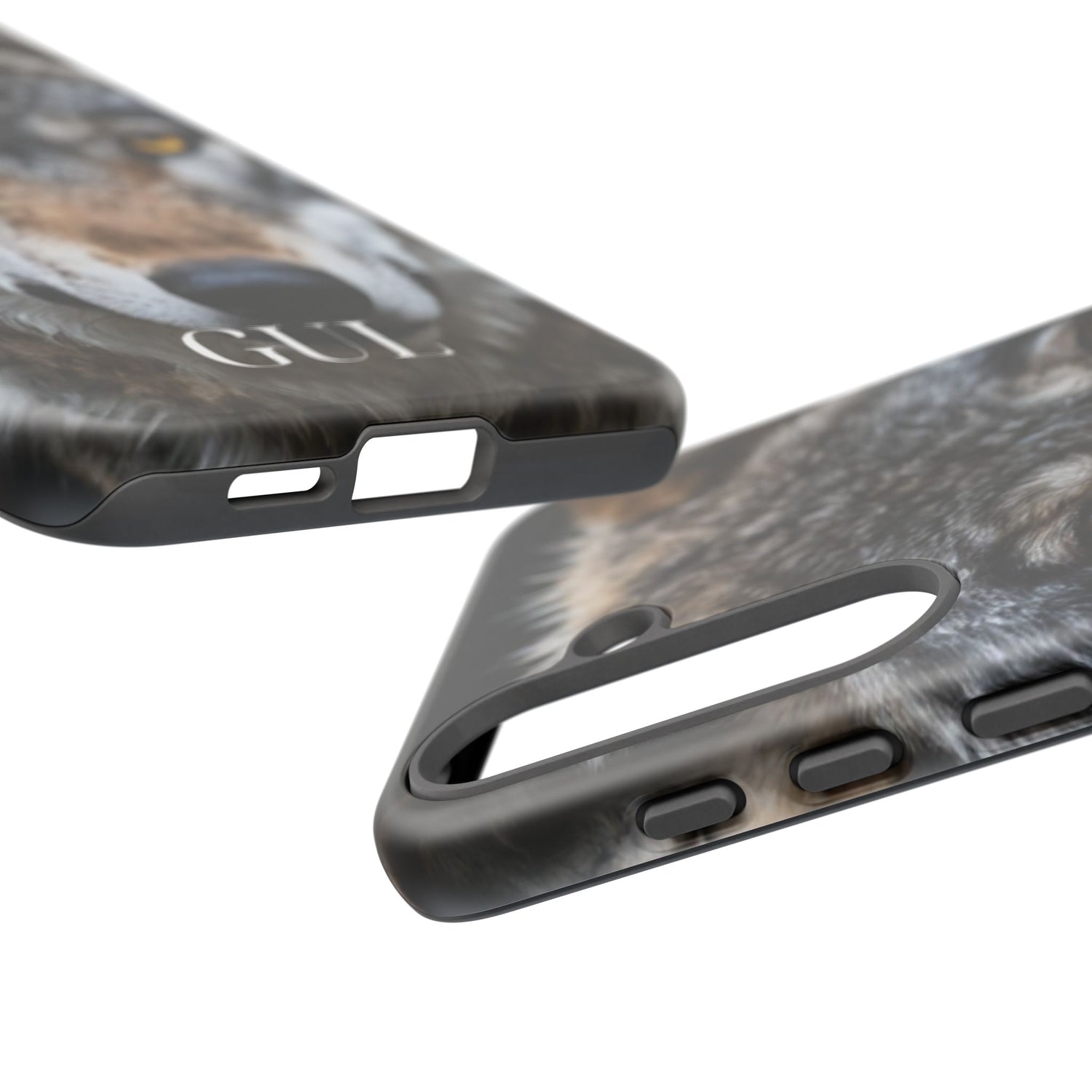 Wolf Eyes Phone Case — Fierce Wildlife iPhone Protective Case with ‘GUL’ Text